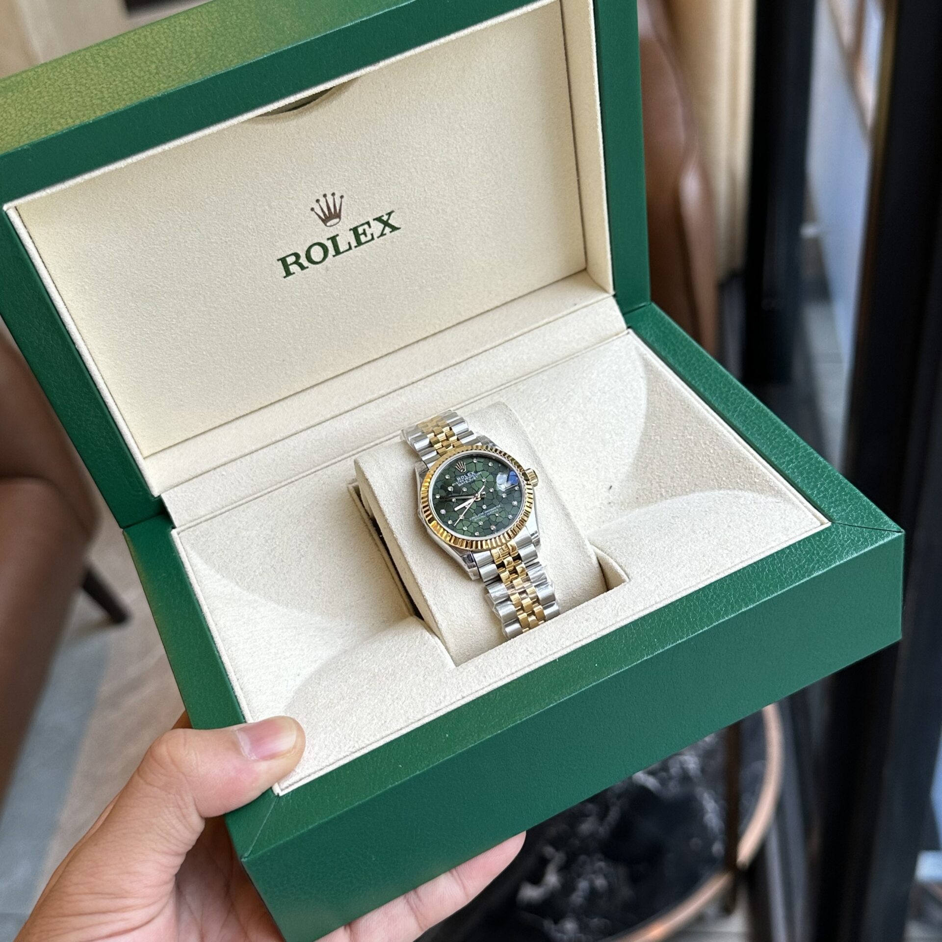 Rolex DateJust Replica Watch Demi Gold Green Leaf Dial 31mm - Top club
