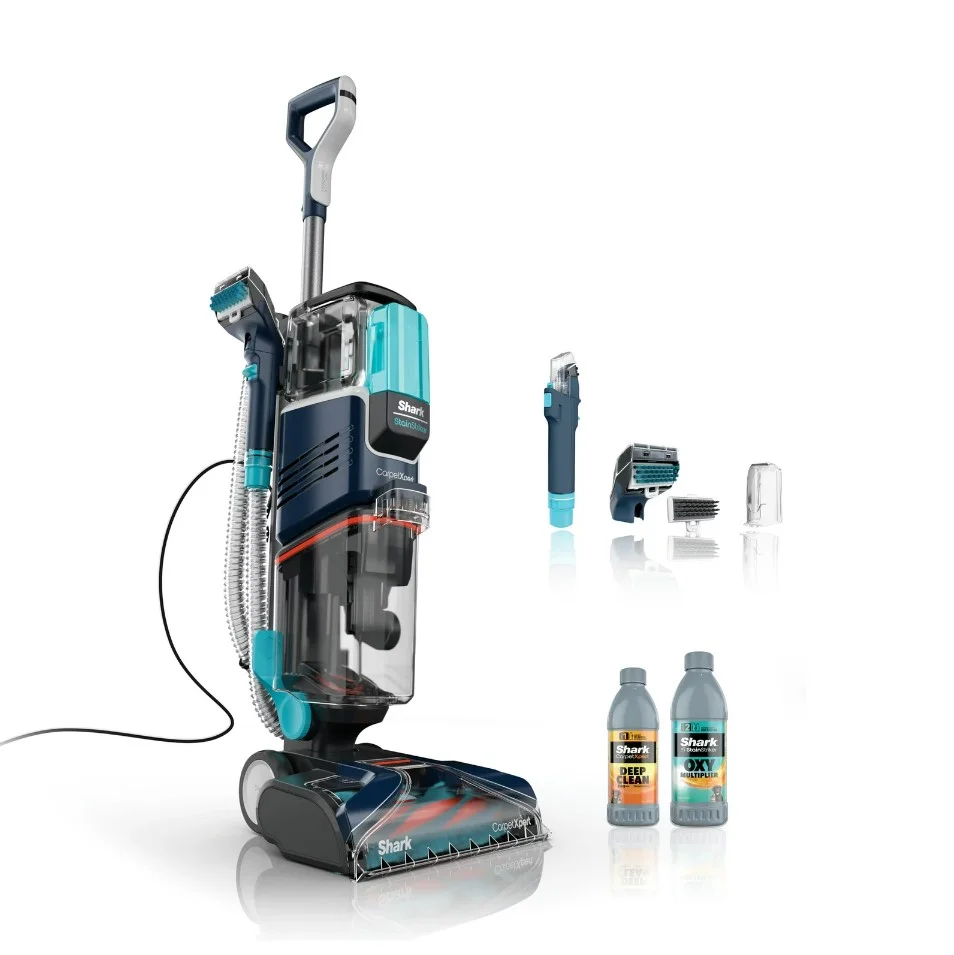 Restored Shark CarpetXpert with StainStriker, Upright Carpet & Upholstery Cleaner, Built-in Spot & Stain Eliminator, Deep Cleaning & Tough Stain Removal, Carpet Shampooer, Navy, EX200 (Refurbished)