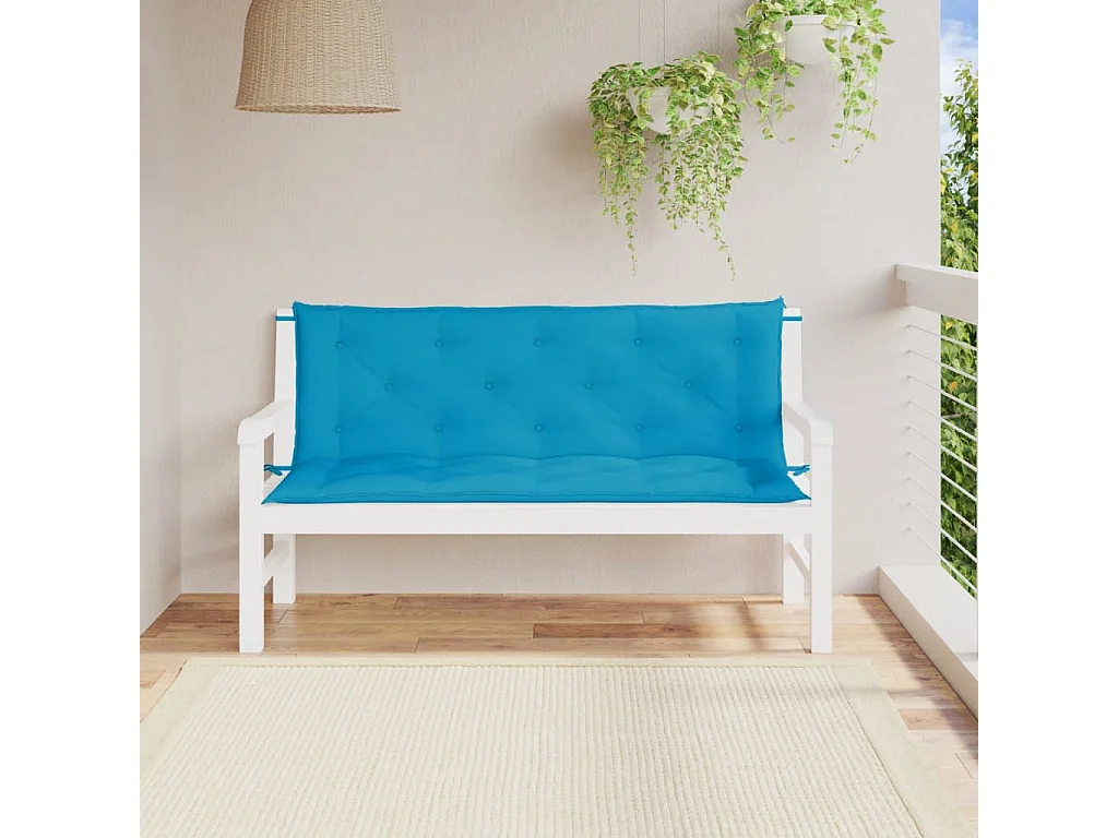 Coussins de banc de jardin lot de 2 bleu clair tissu Oxford