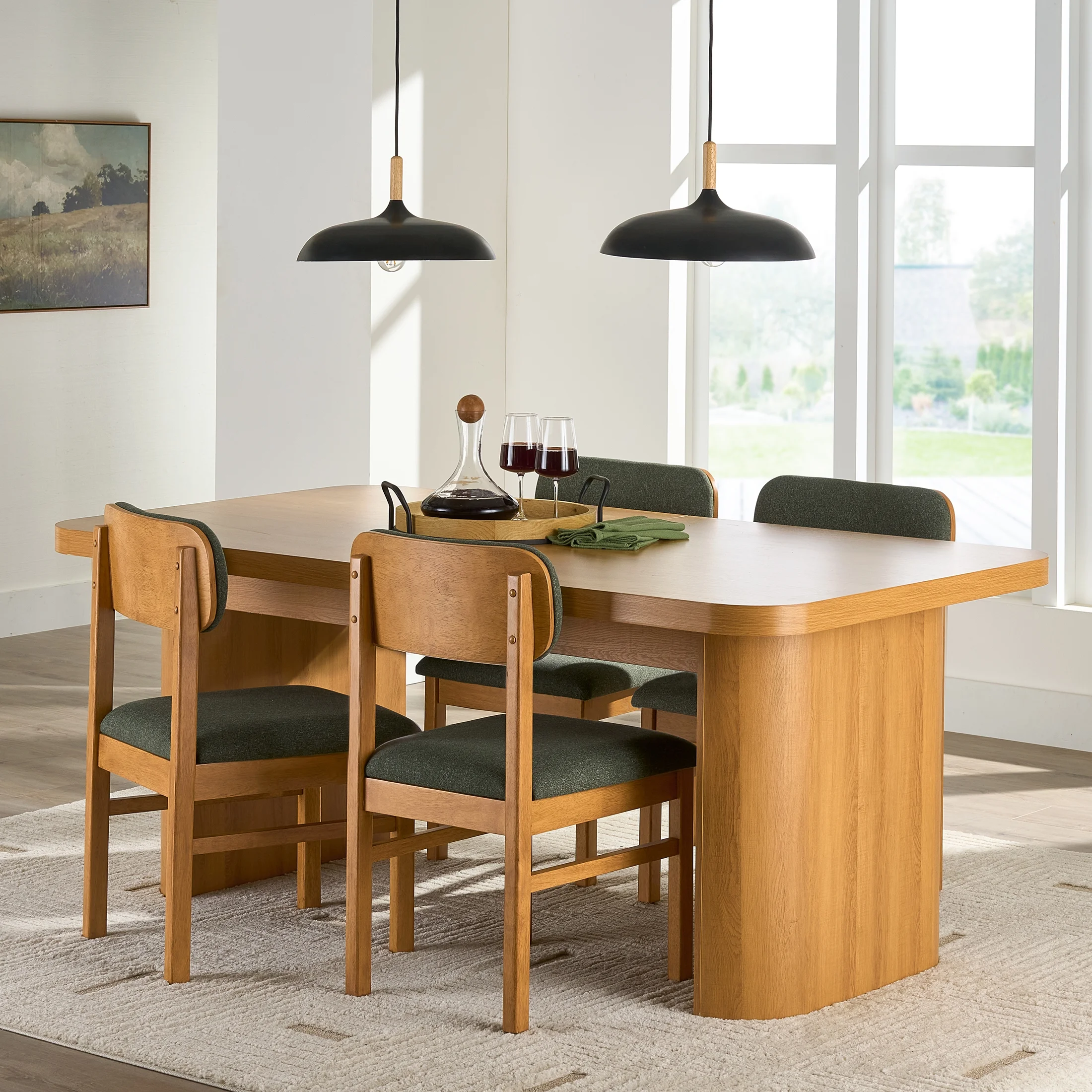 Better Homes & Gardens Juliet Dining Chairs 2 Pack, Light Honey Finish and Olive Green - Image 7