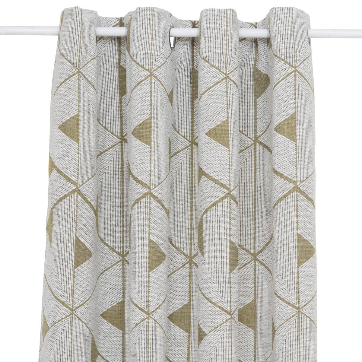 Curtain "Maloe" Jacquard, Khaki Green, 140x260 cm