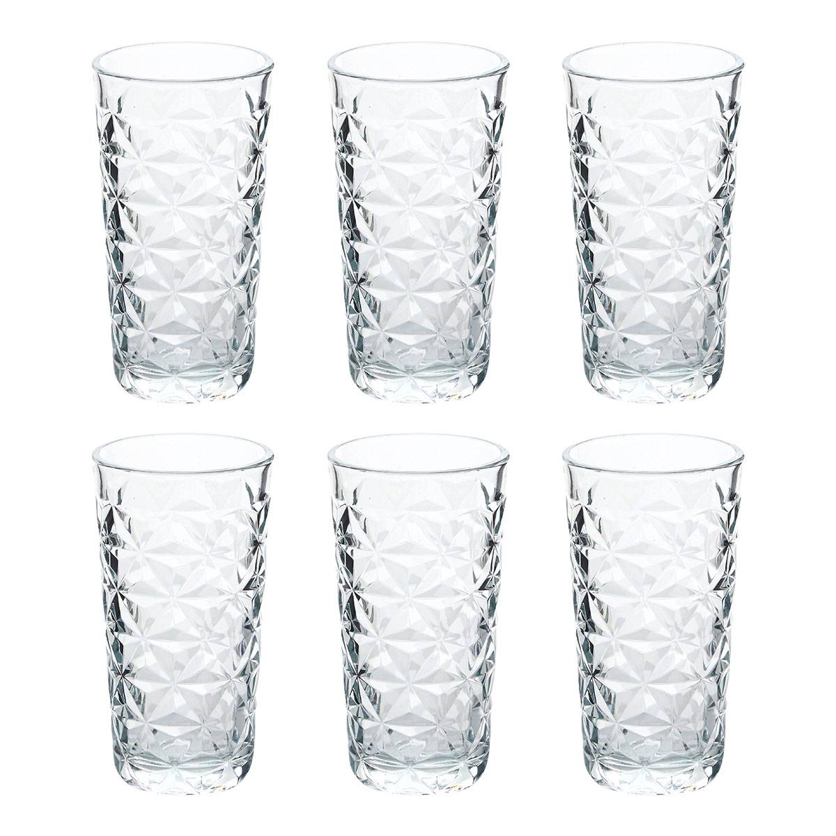 Set of 6 tall tumblers "Juli'Eau" Glass, 360 ml, Transparent
