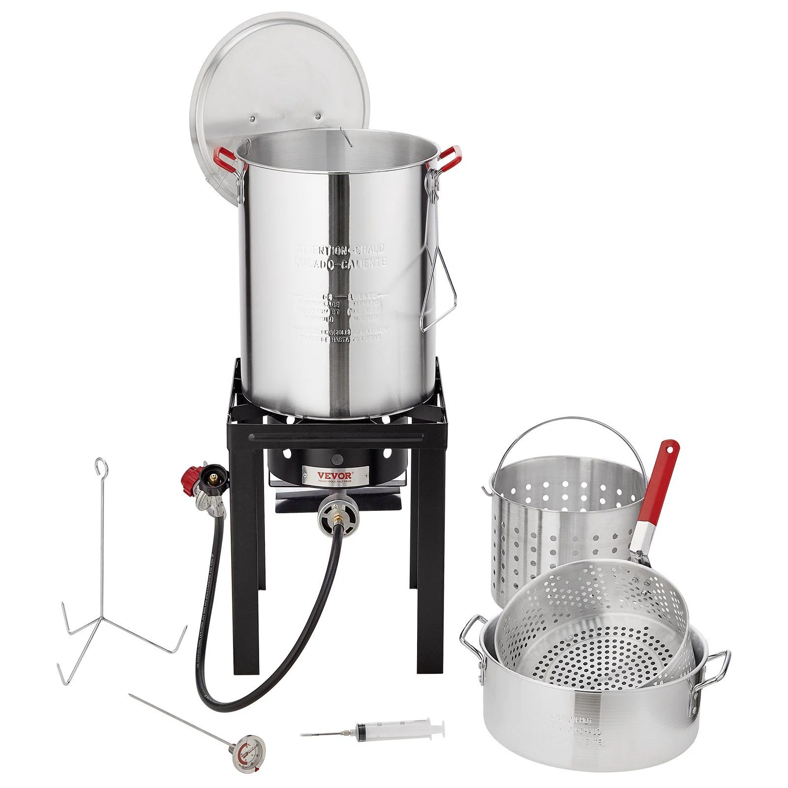 Masterbuilt 30QT Aluminum Turkey Deep Fryer Kit with High-Pressure Burner for Outdoor Use, Includes Poultry Rack and Thermometer