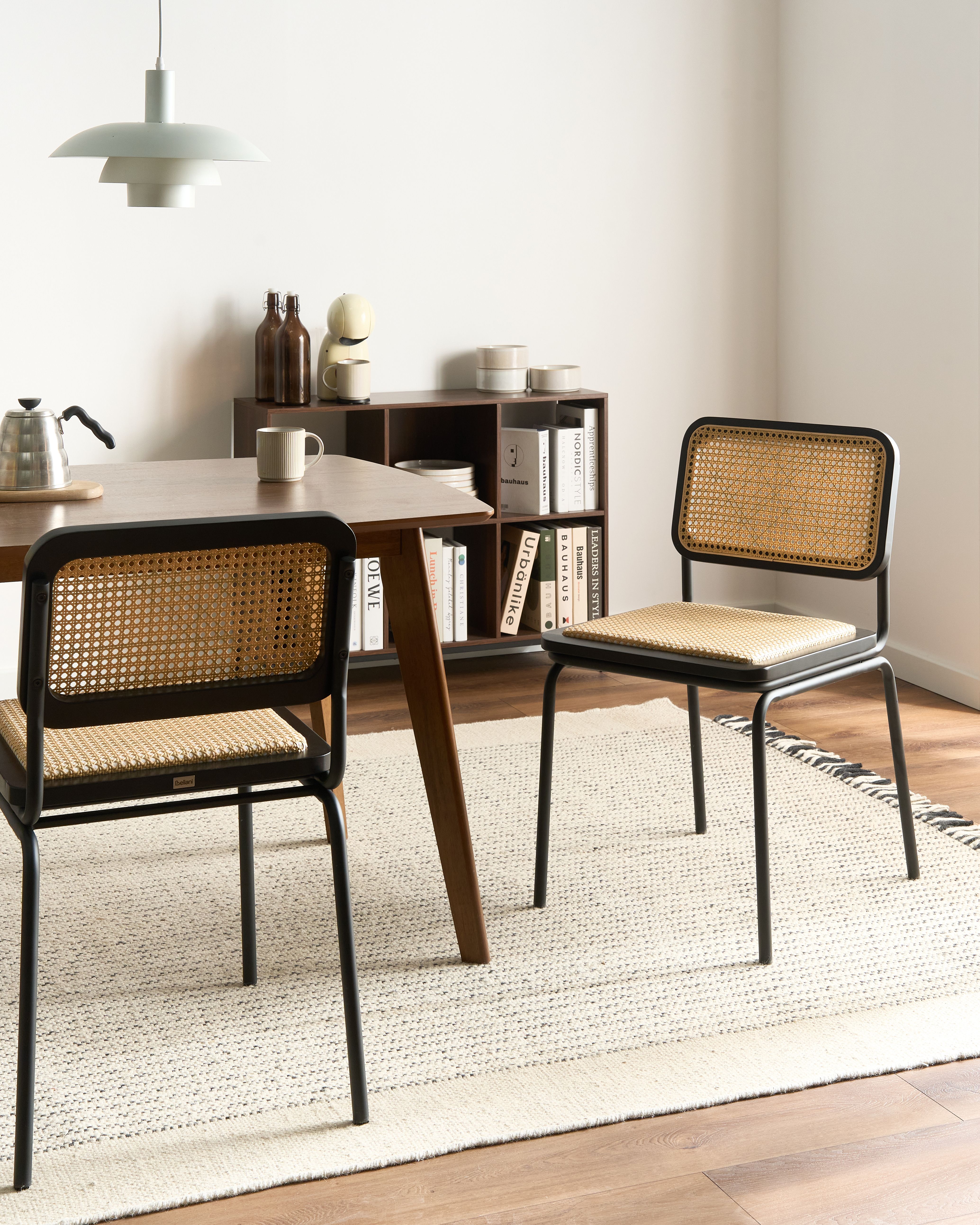Set of 2 Dining Chairs CORVALLIS PE Rattan Black