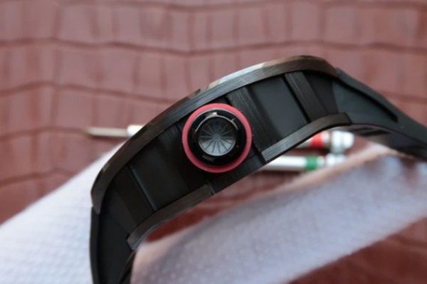 Replica Richard Mille RM055 Black Ceramic Red Inner Bezel Skeleton Dial Black Rubber Strap MIYOTA8215 - Top club