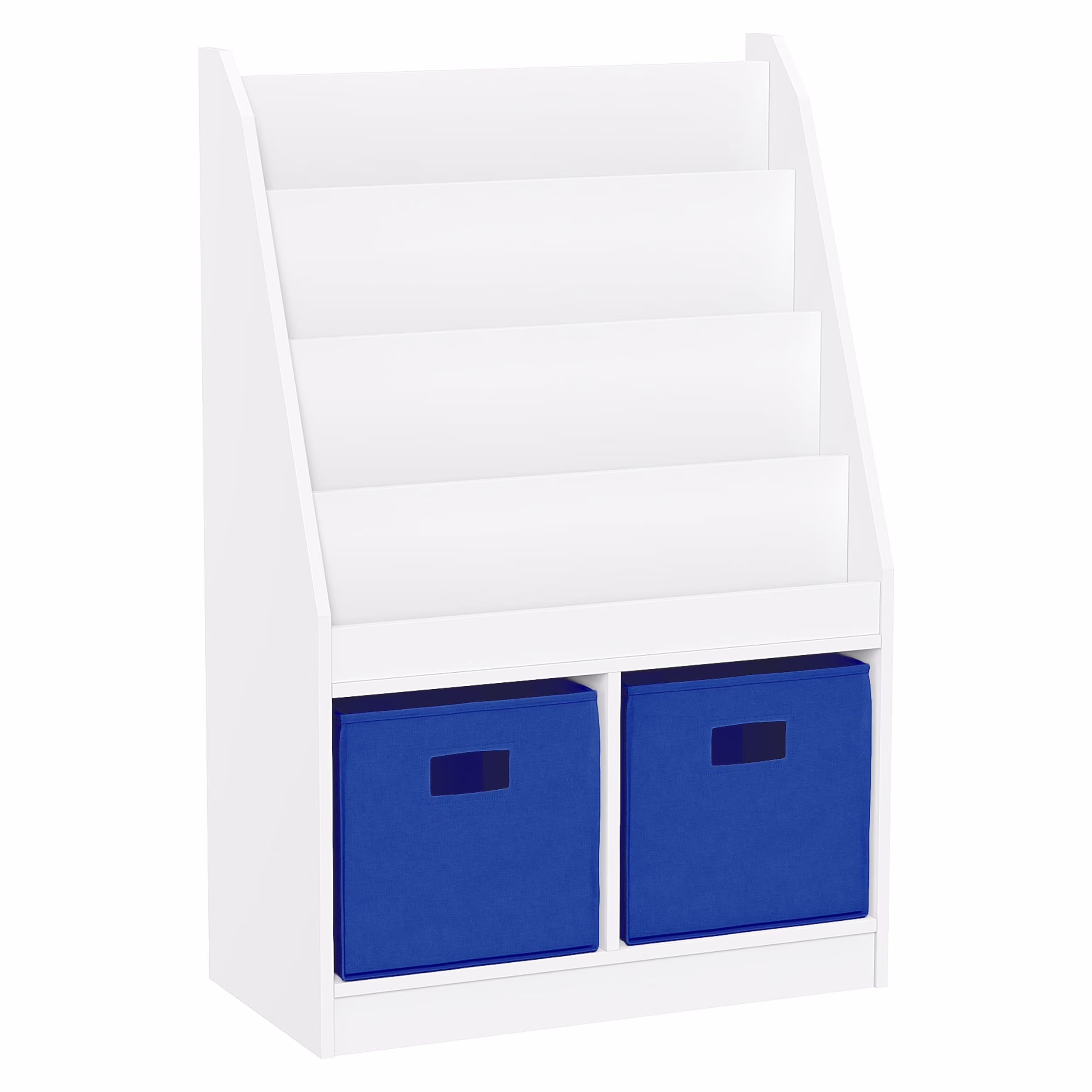 RiverRidge Kid Bookshelf Toy Storage Organizer with 4 Bookracks 2 Cubbies and 2 Gray Bins - Image 9