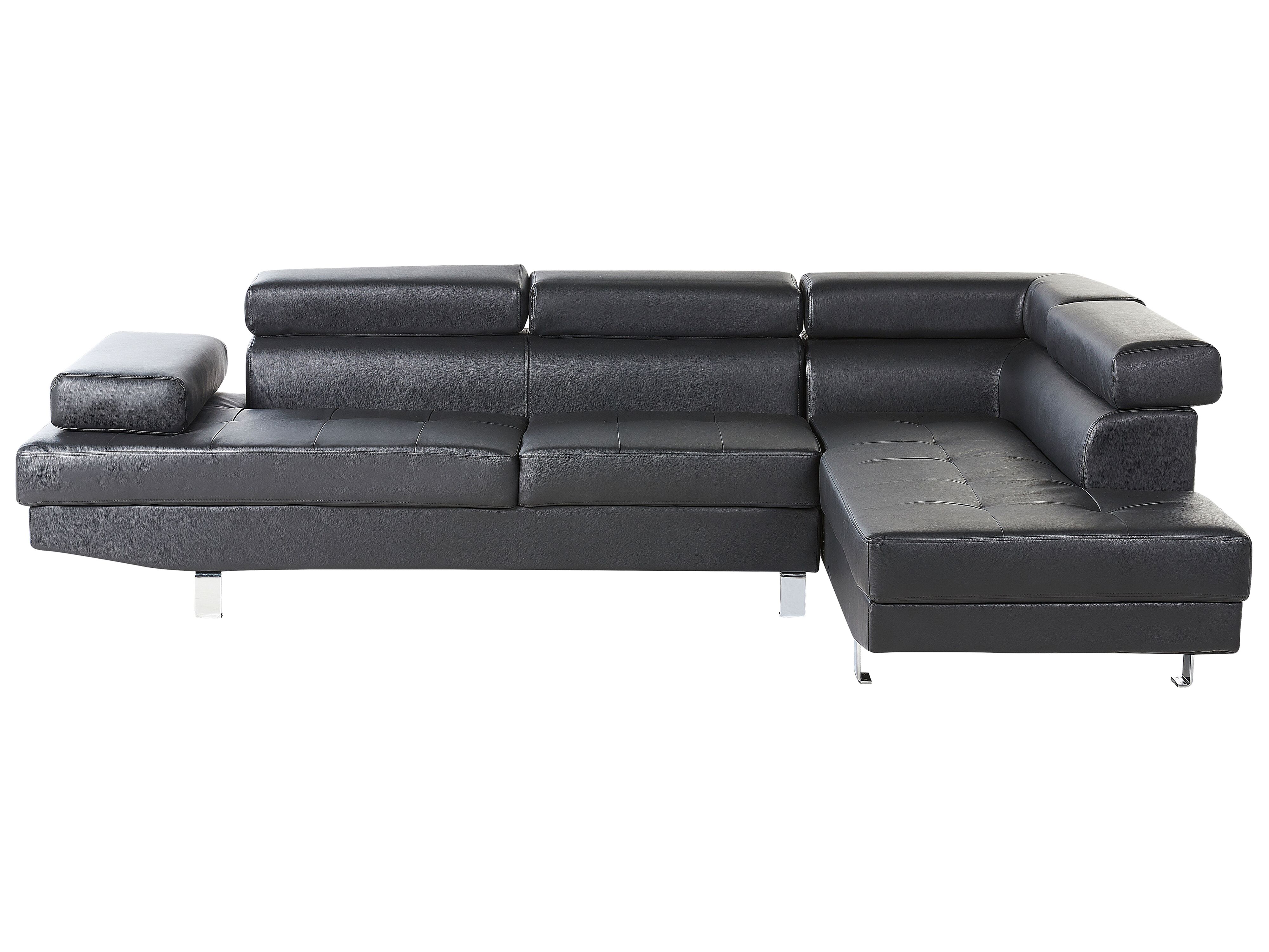 Corner Sofa 5 Seater NORREA Faux Leather Black Left Hand
