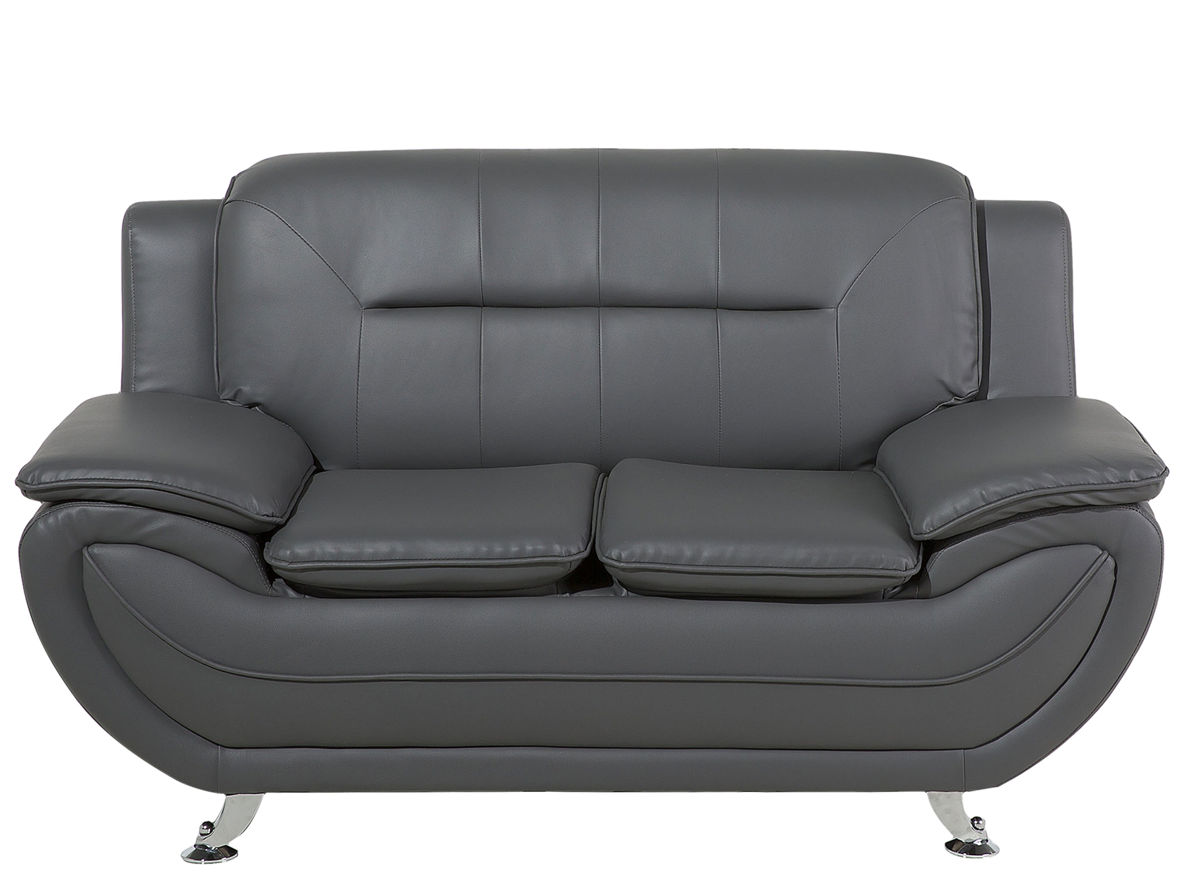 Sofa 2 Seater LEIRA II Faux Leather Grey