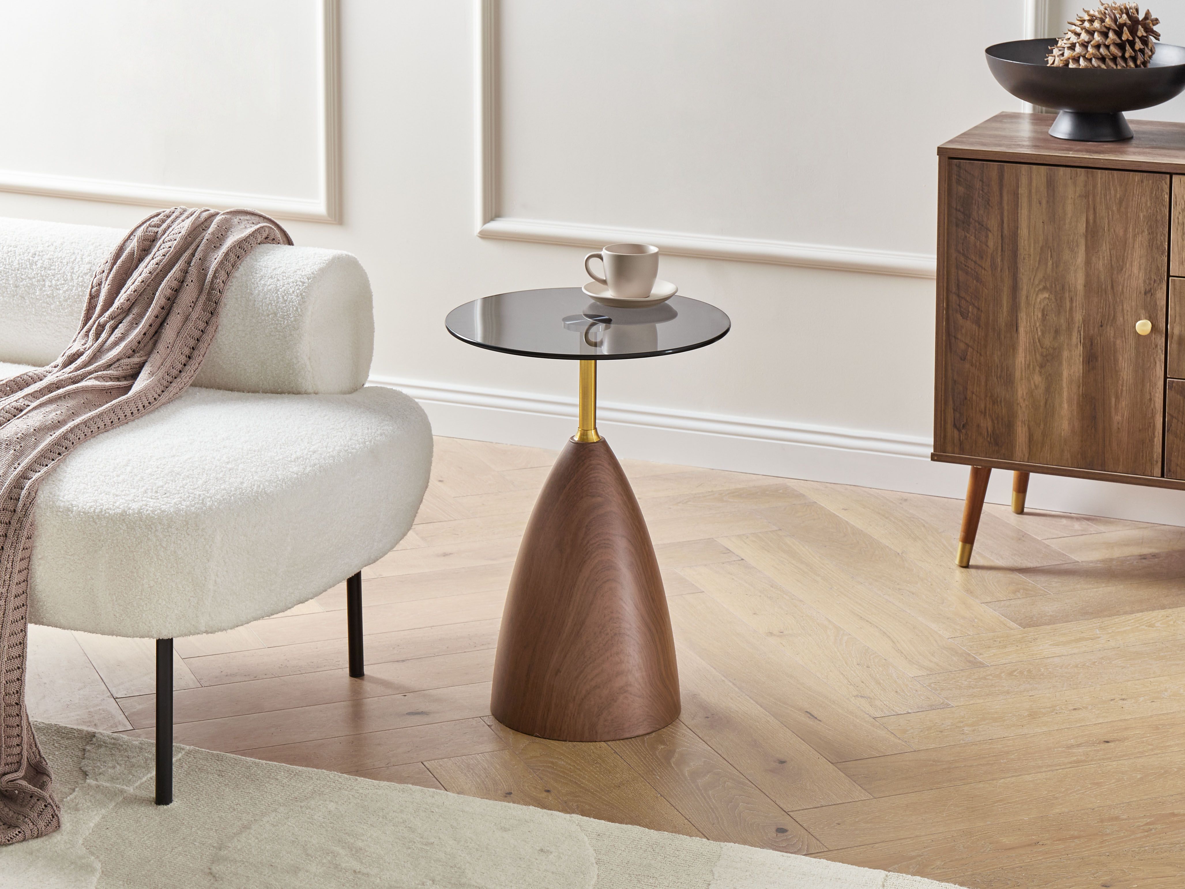 Side Table WALLIS Tempered Glass Brown/ Black