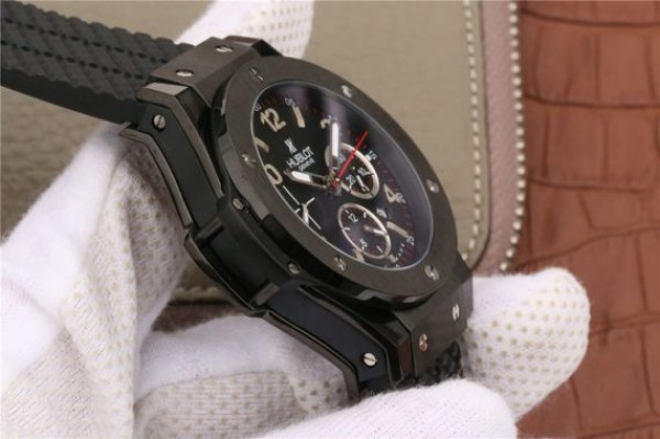 Replica Hublot Big Bang 44mm Full Ceramic Black Dial Black Rubber Strap HUB4100 - Top club
