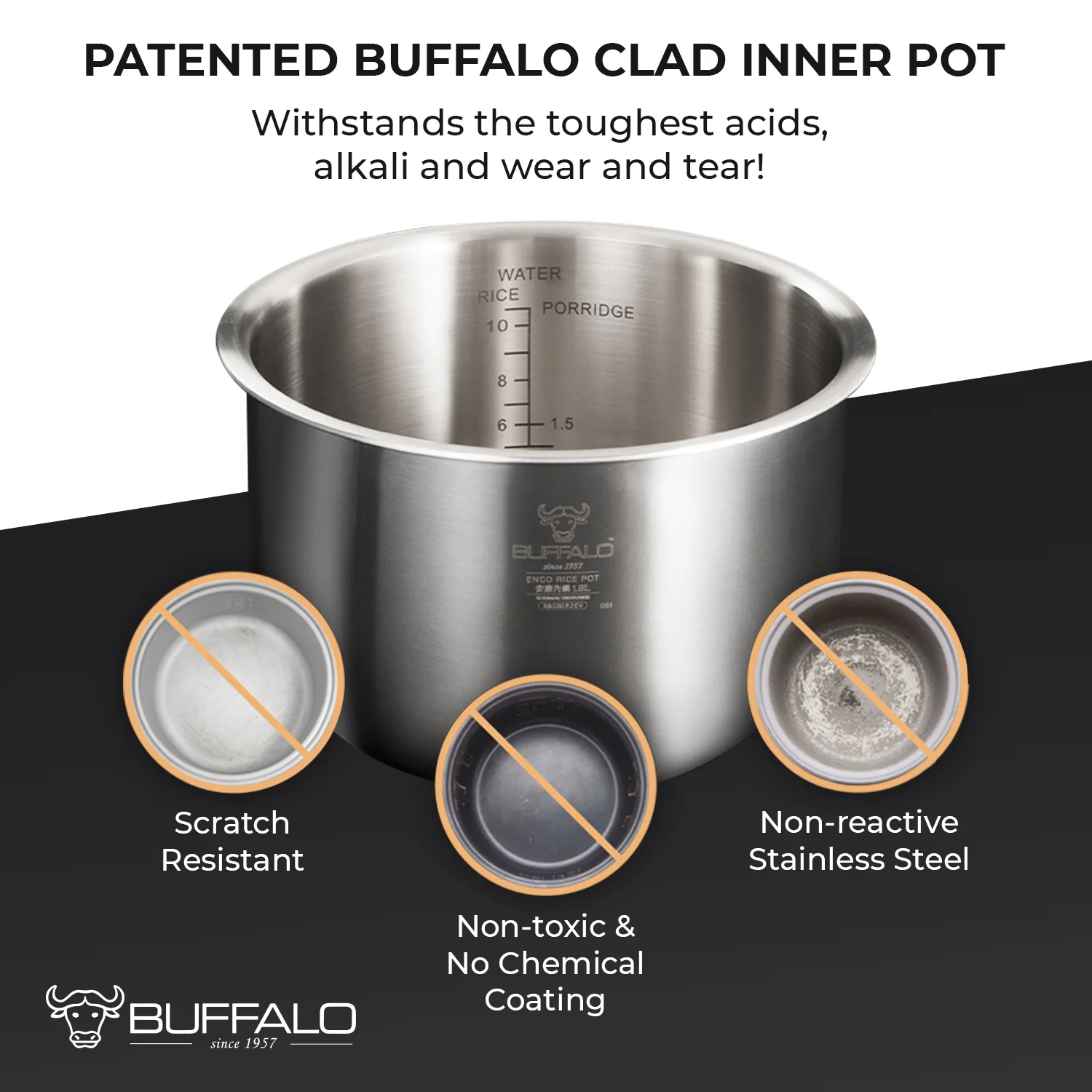 Buffalo White IH SMART COOKER, Rice Cooker and Warmer, 1 L, 5 cups of rice, Non-Coating inner pot, Efficient, Multiple function, Induction Heating (5 cups) - Image 11
