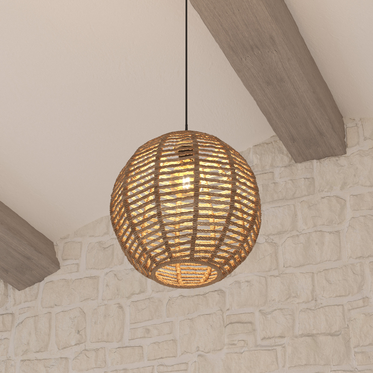 Suspension lamp "Rana" Rattan, D.33 cm