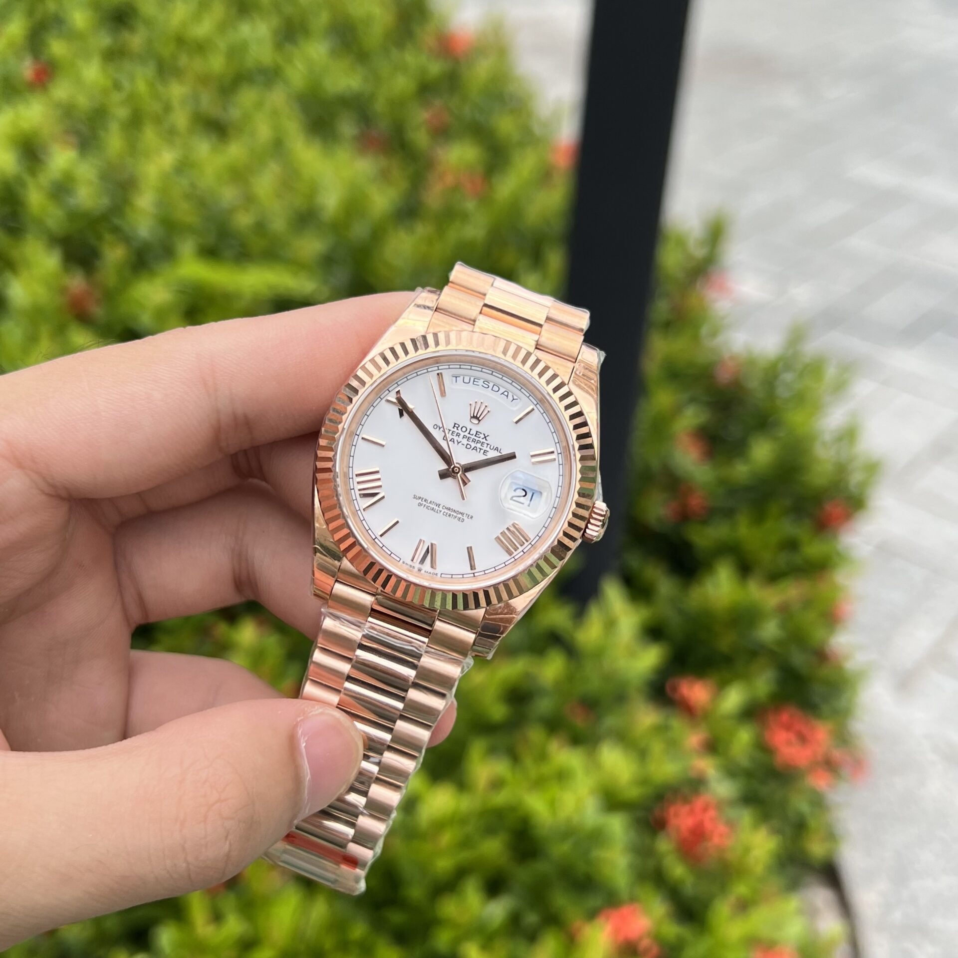 Rolex Day-Date Rose Gold Best Replica Watch White Dial 40mm - Elite Watch Atelier