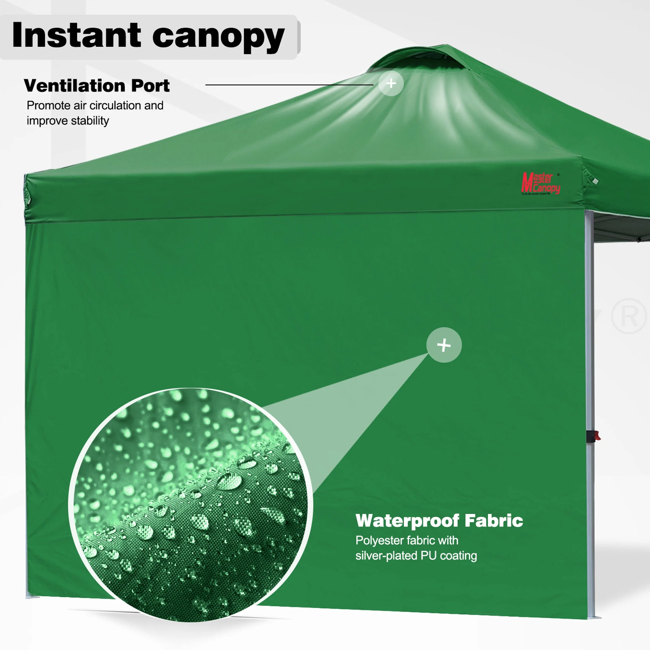 MASTERCANOPY 10' x 10' Easy Pop-up Canopy Tent Outdoor Shade Shelter with 1 Sidewall, White - Image 21