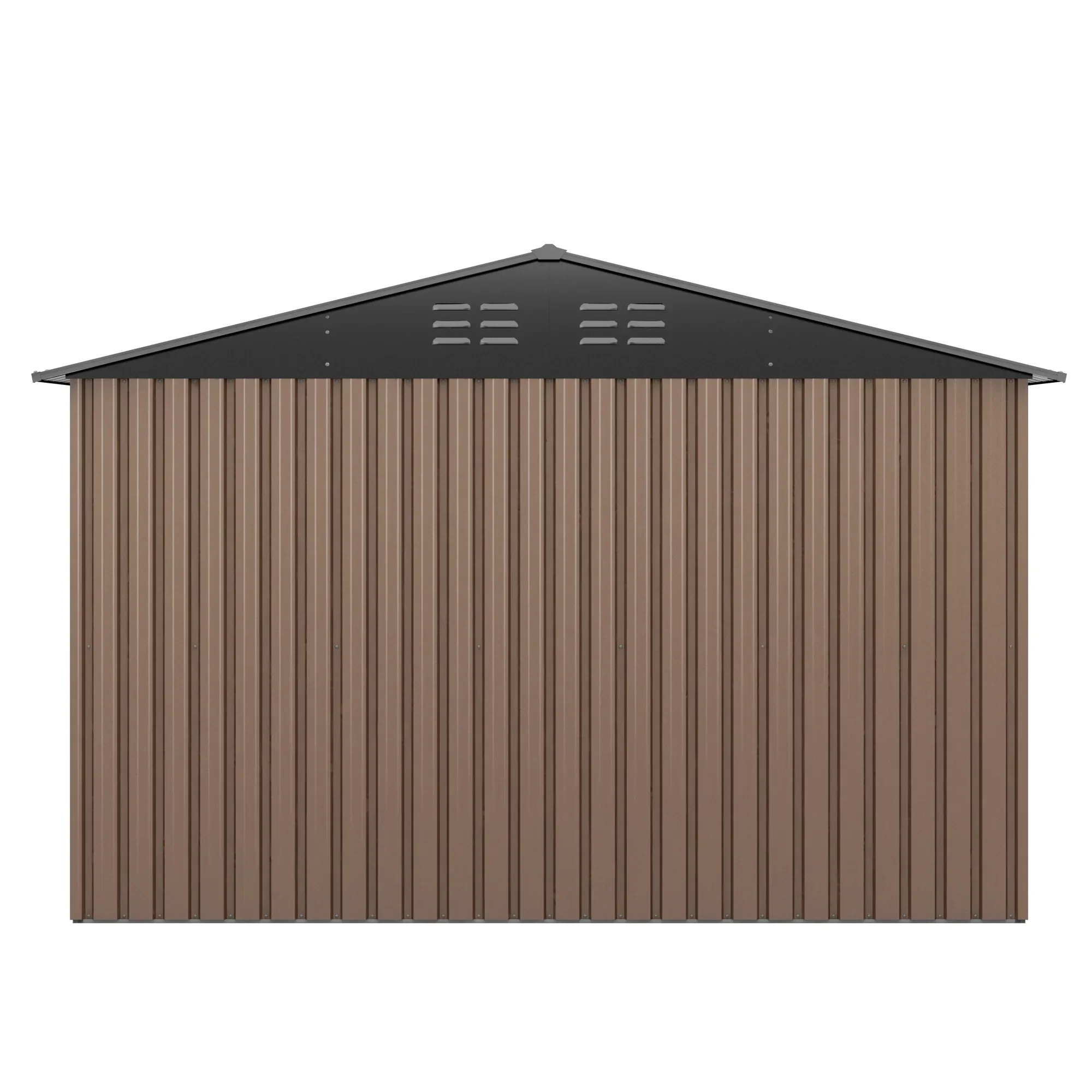 JAXPETY 10 x 10 ft Outdoor Metal Storage Shed With Window And Lockable Door - Brown - Image 16 JAXPETY 10 x 10 ft Outdoor Metal Storage Shed With Window And Lockable Door - Brown - Image 16
