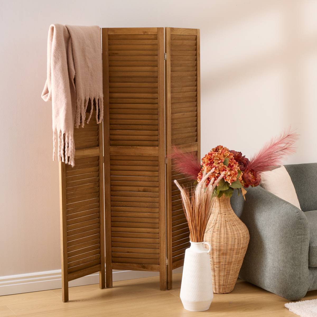 Camila" folding screen Brown, 120x2 cm