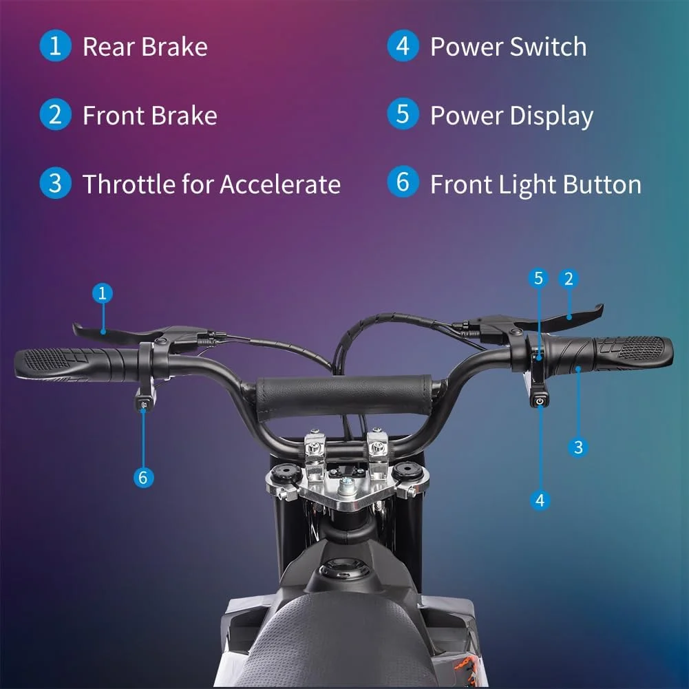 Nasitip Electric 350W Dirt Bike for Kids 8-16 year - Black - Image 6