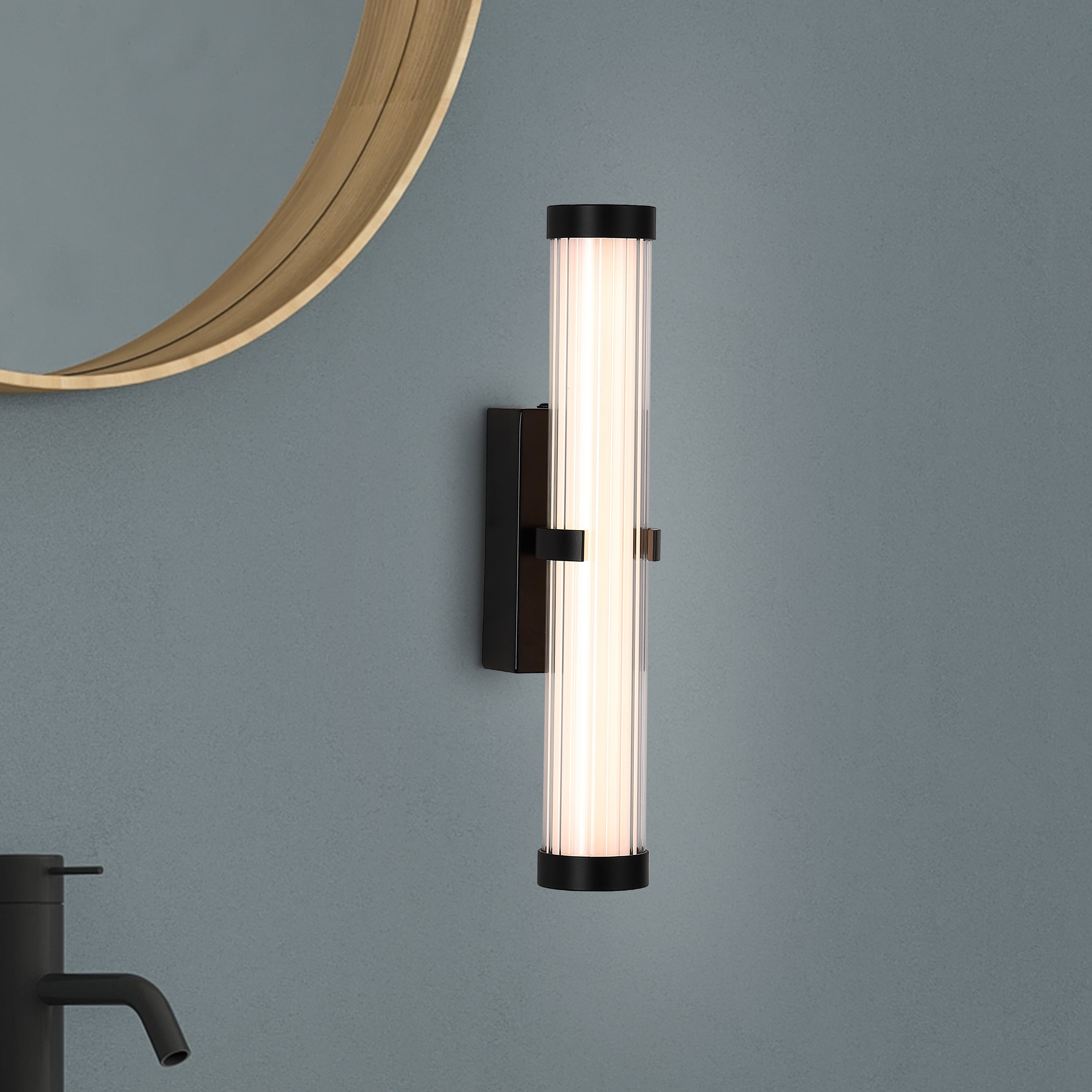 Searchlight Clamp Wandlamp H 32,5 cm - Zwart