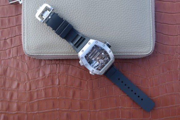 Replica Richard Mille RM069 SS Fake Tourbillon Skeleton Dial Black Rubber Strap A23J - Top club
