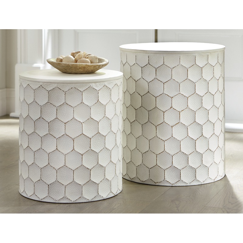 Set of 2 White Metal Nesting Accent Tables - MIDNIGHT VELVET CATALOG