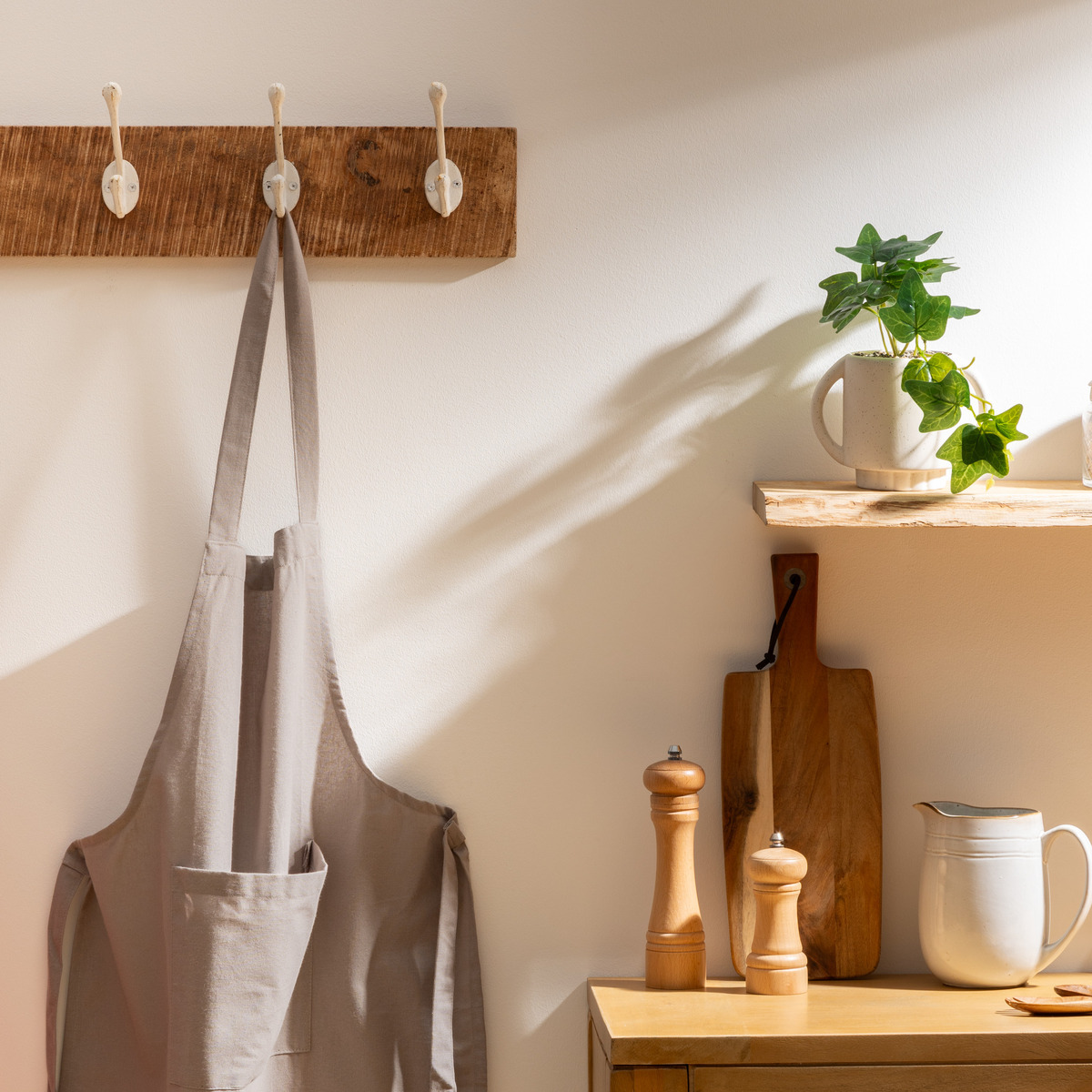 Apron, cotton Grey, 60x80 cm