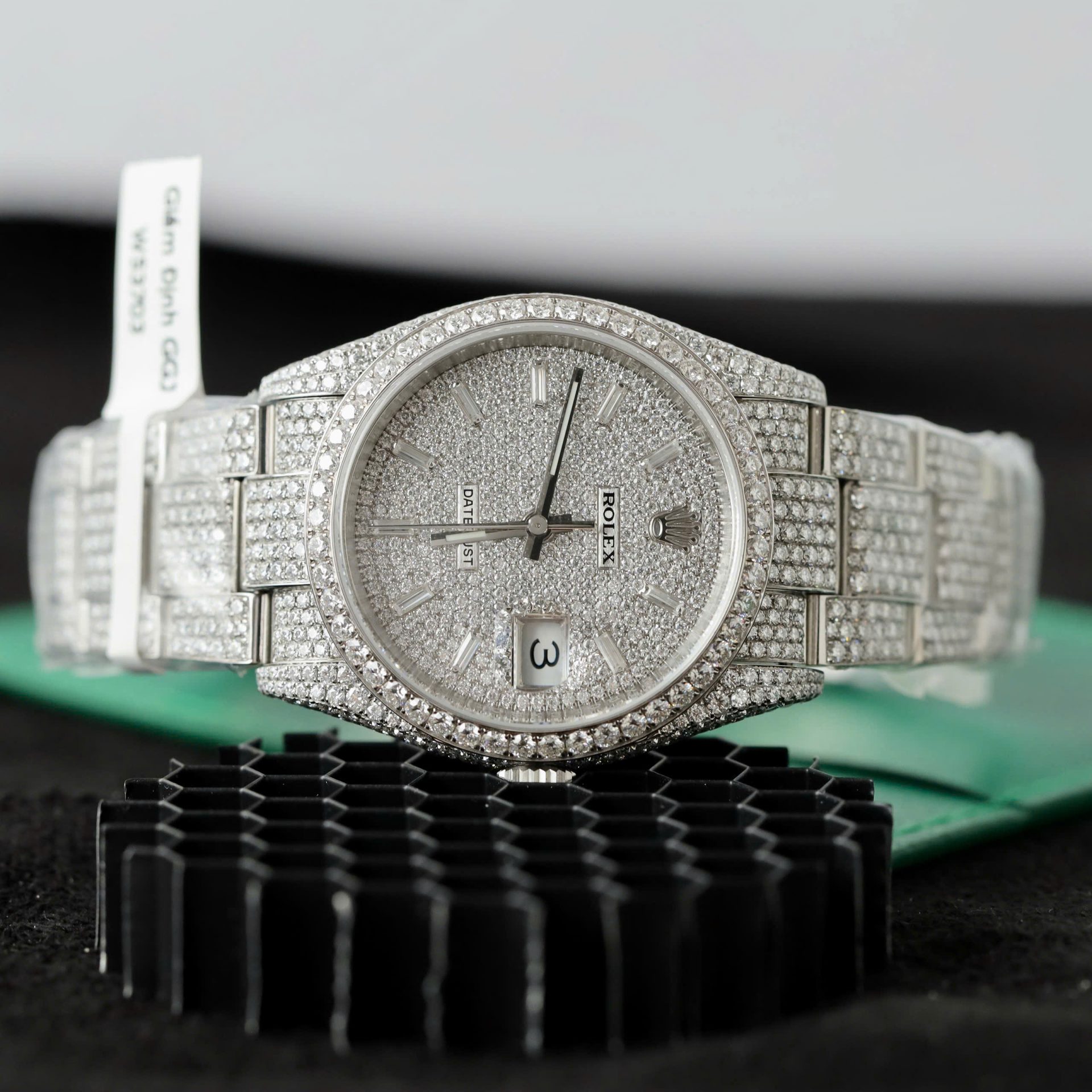Rolex DateJust Replica Watch Diamonds Moissanite Hong Kong Custom 36mm - Elite Watch Atelier