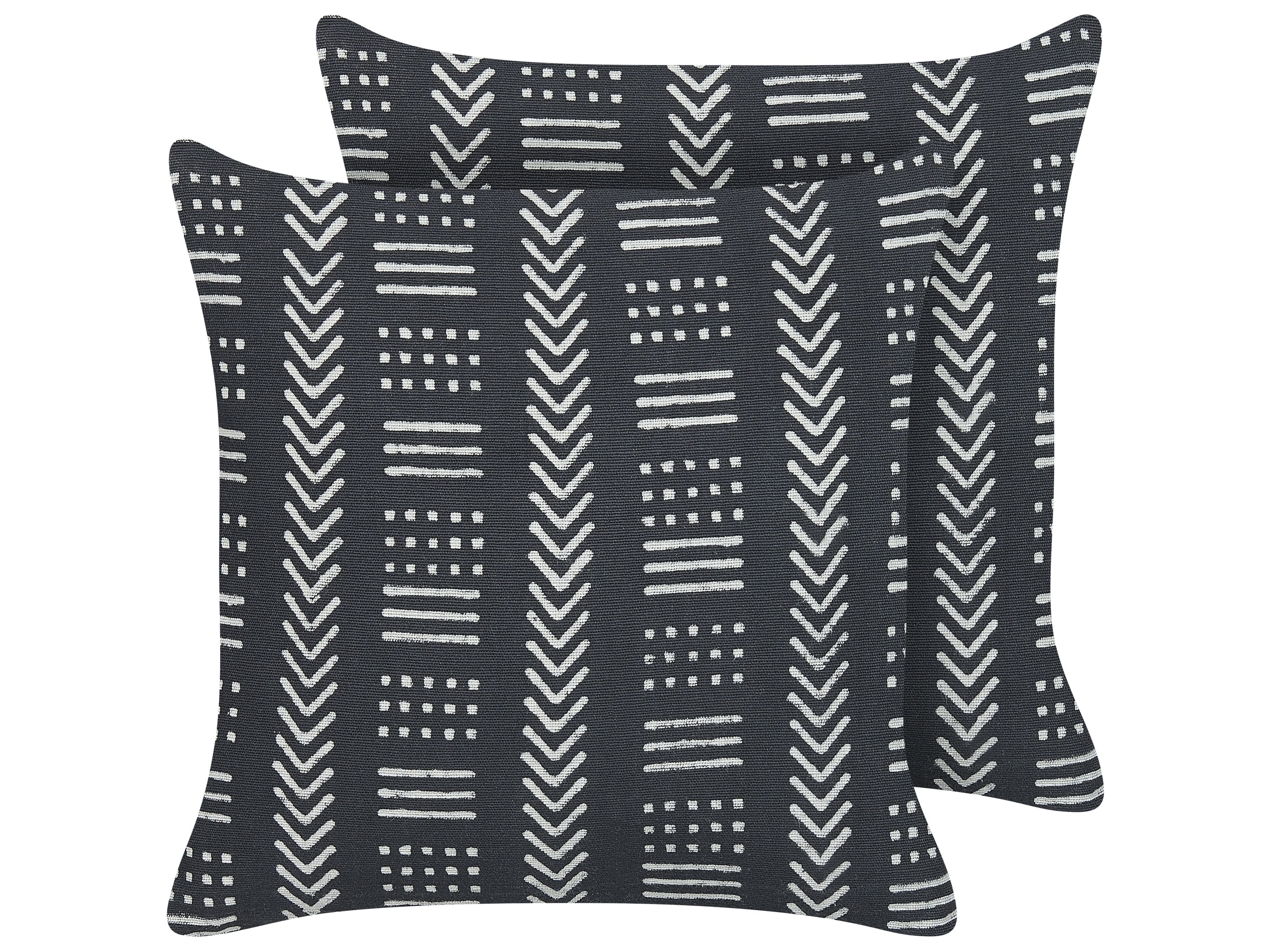 Set of 2 Decorative Cushions BENZOIN Cotton 45 x 45 cm Black Geometric Pattern
