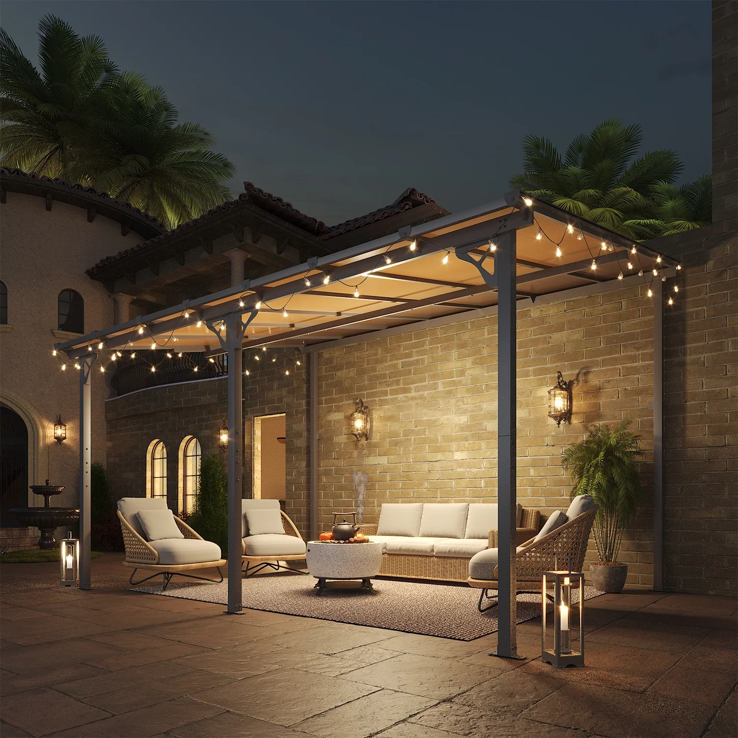 Aoxun 8' x 5' Gazebo for Patio, Gazebo Pergola with Sloped Roof, Grill Gazebo Large Wall-Mounted Heavy Duty Awnings, for Backyard, Deck, Patio - Image 53