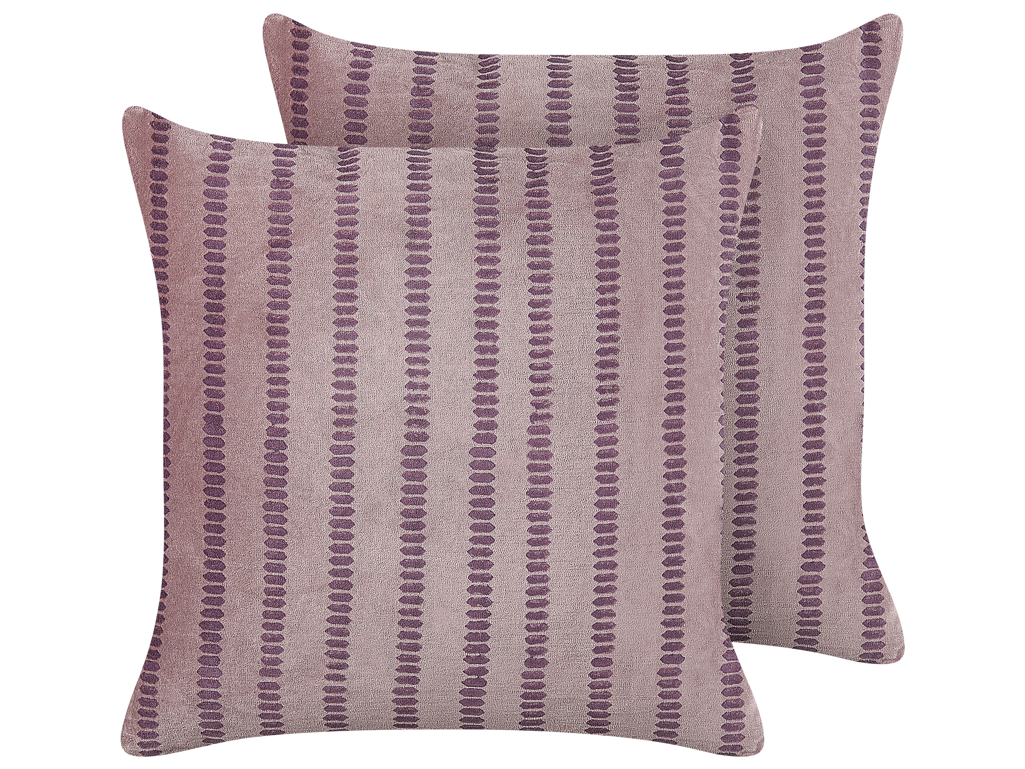 Set of 2 Decorative Cushions AGAPANTHUS Velvet 45 x 45 cm Pink Striped