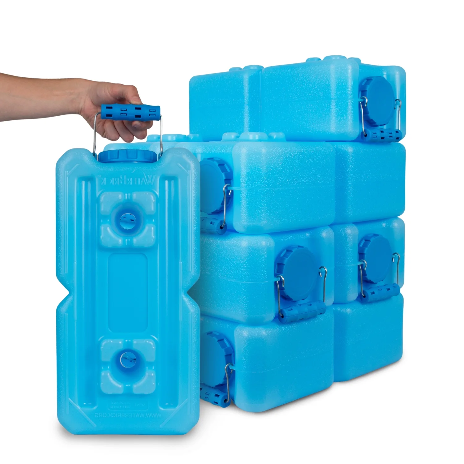 WaterBrick Stackable 3.5 Gallon Blue Water & Food Storage Container - 8 Pack