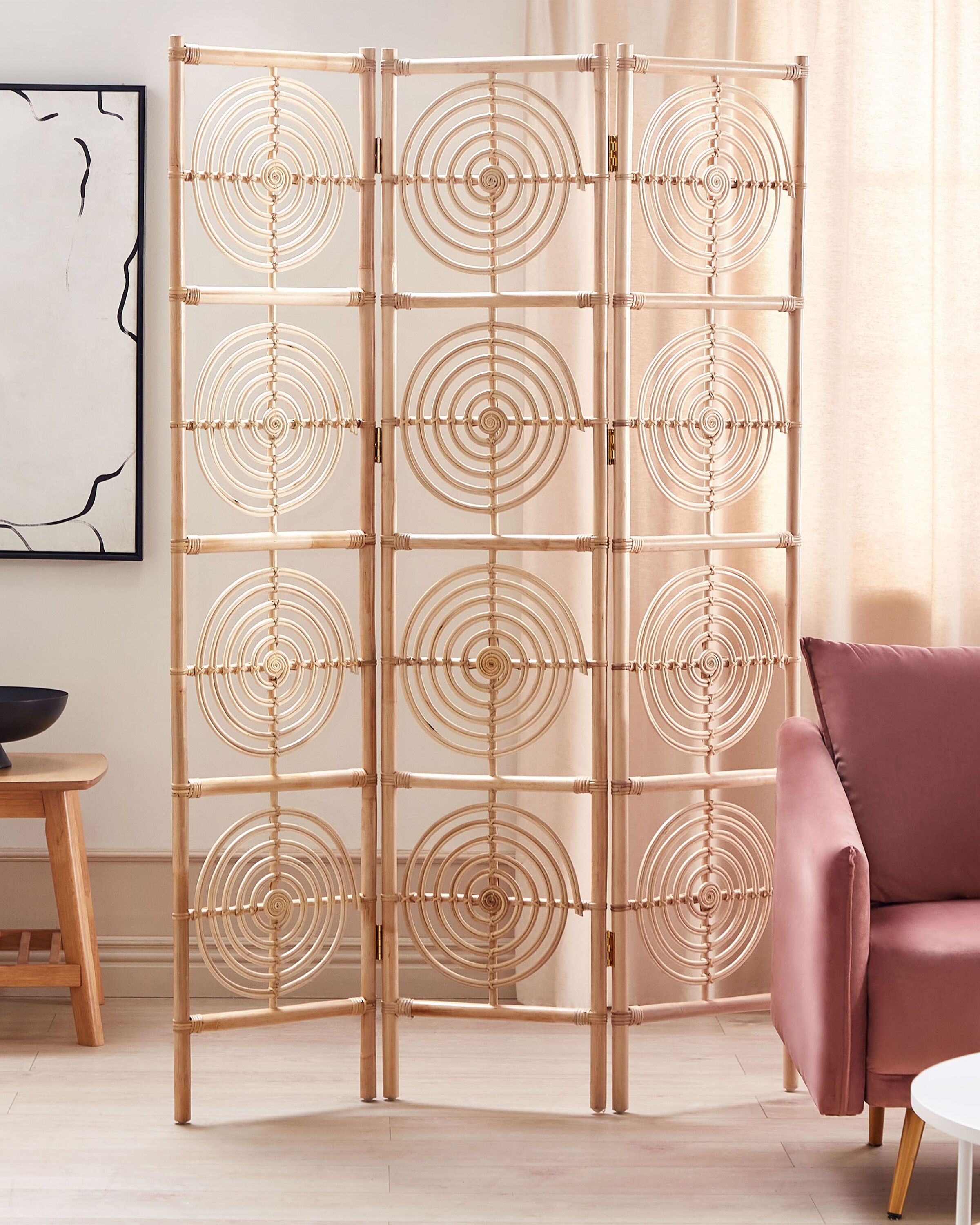3 Panel Room Divider ALTAMURA Light Brown 117 cm 180 cm