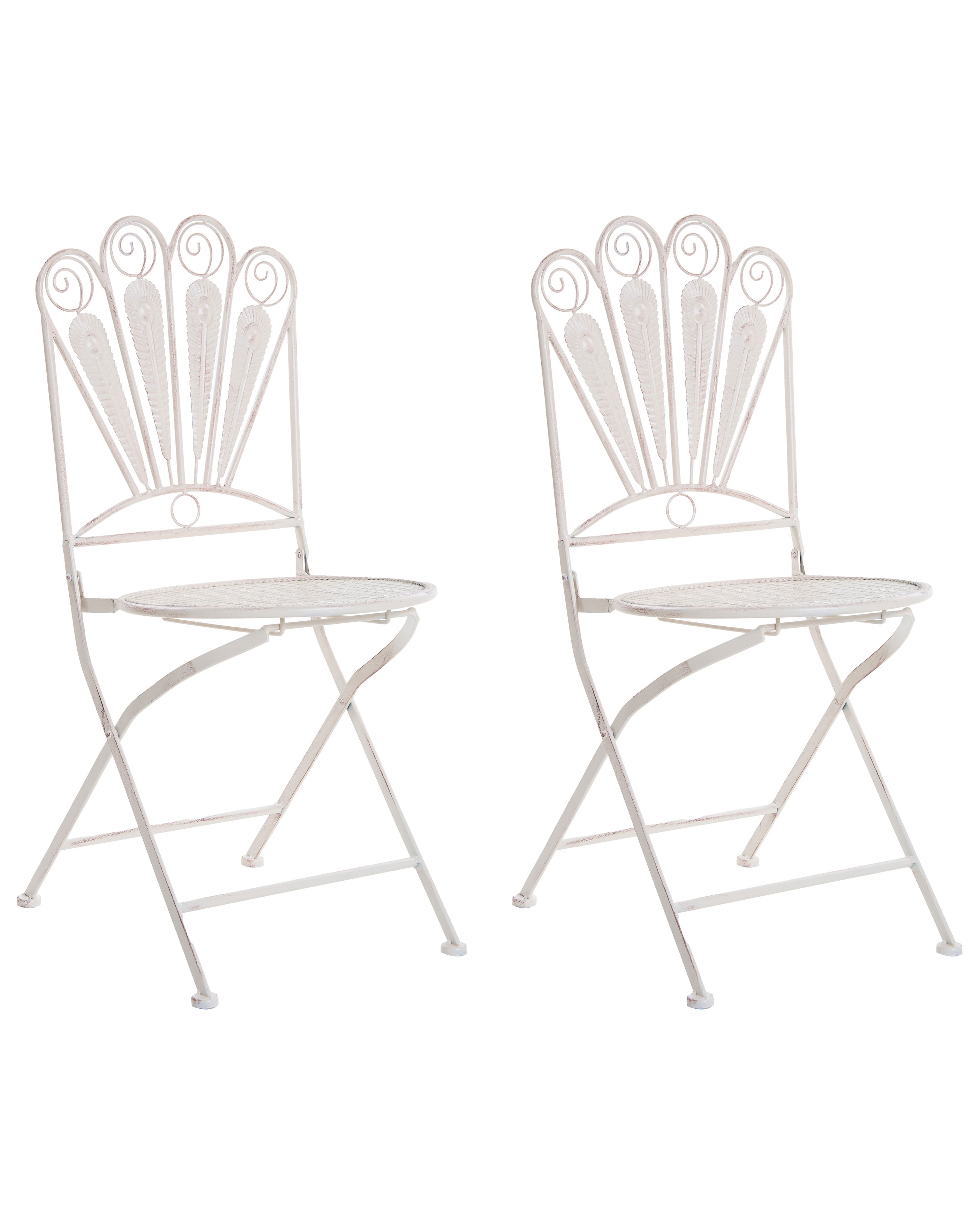 Set of 2 Garden Chairs PAVIA Folding Metal Off-White