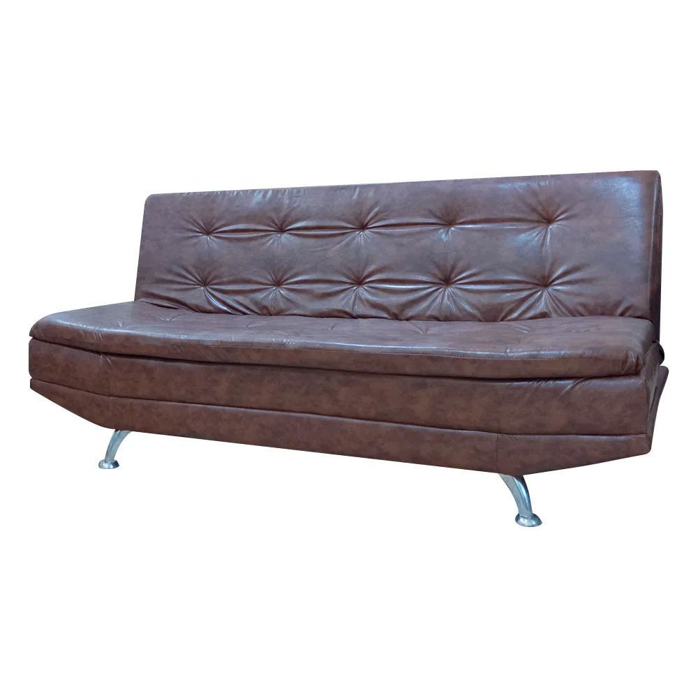 Sofá Cama Valencia 3 Lugares Reclinável Material Sintético Marrom Claro Speciale Home