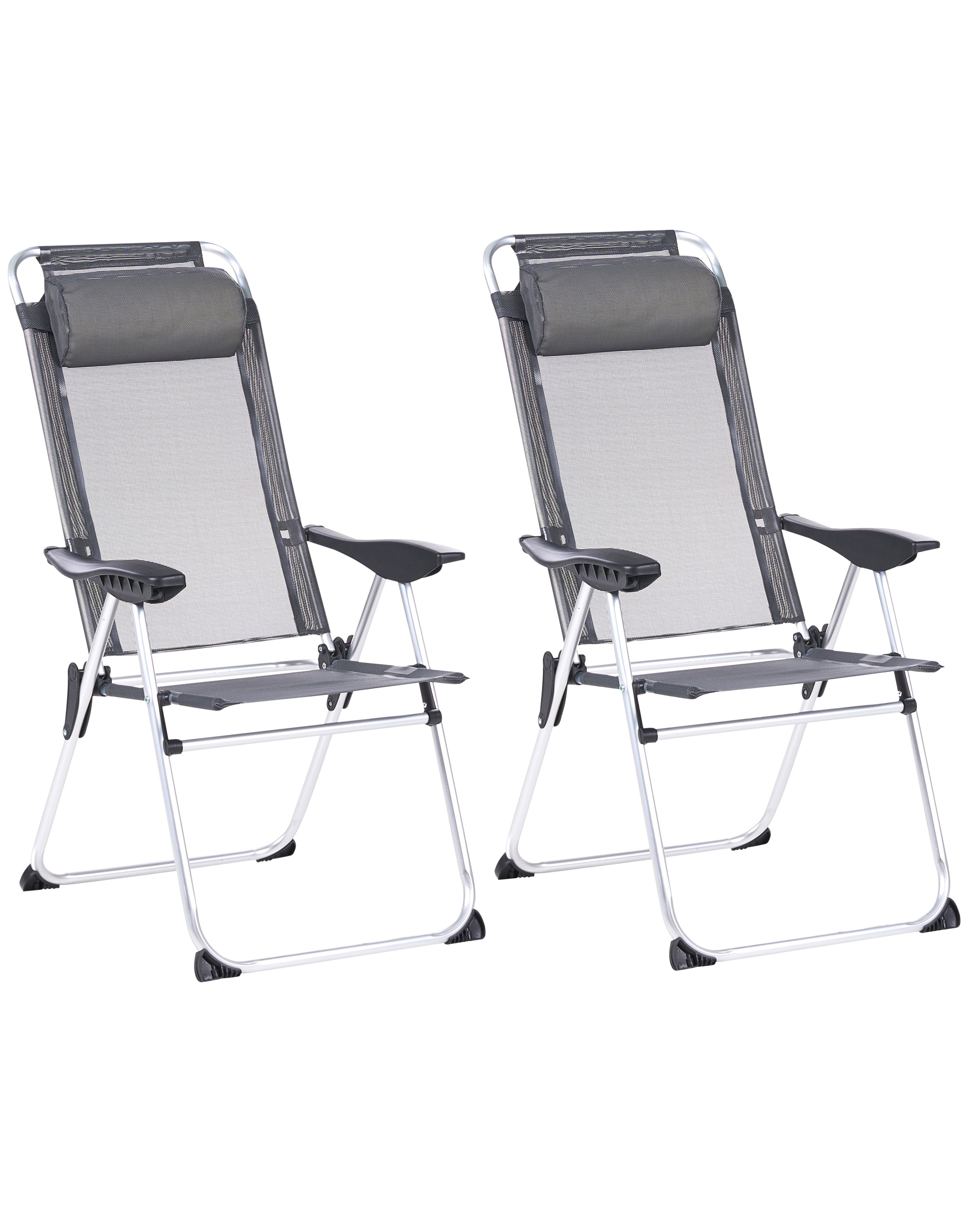 Set of 2 Garden Chairs ASINE Folding Metal Grey