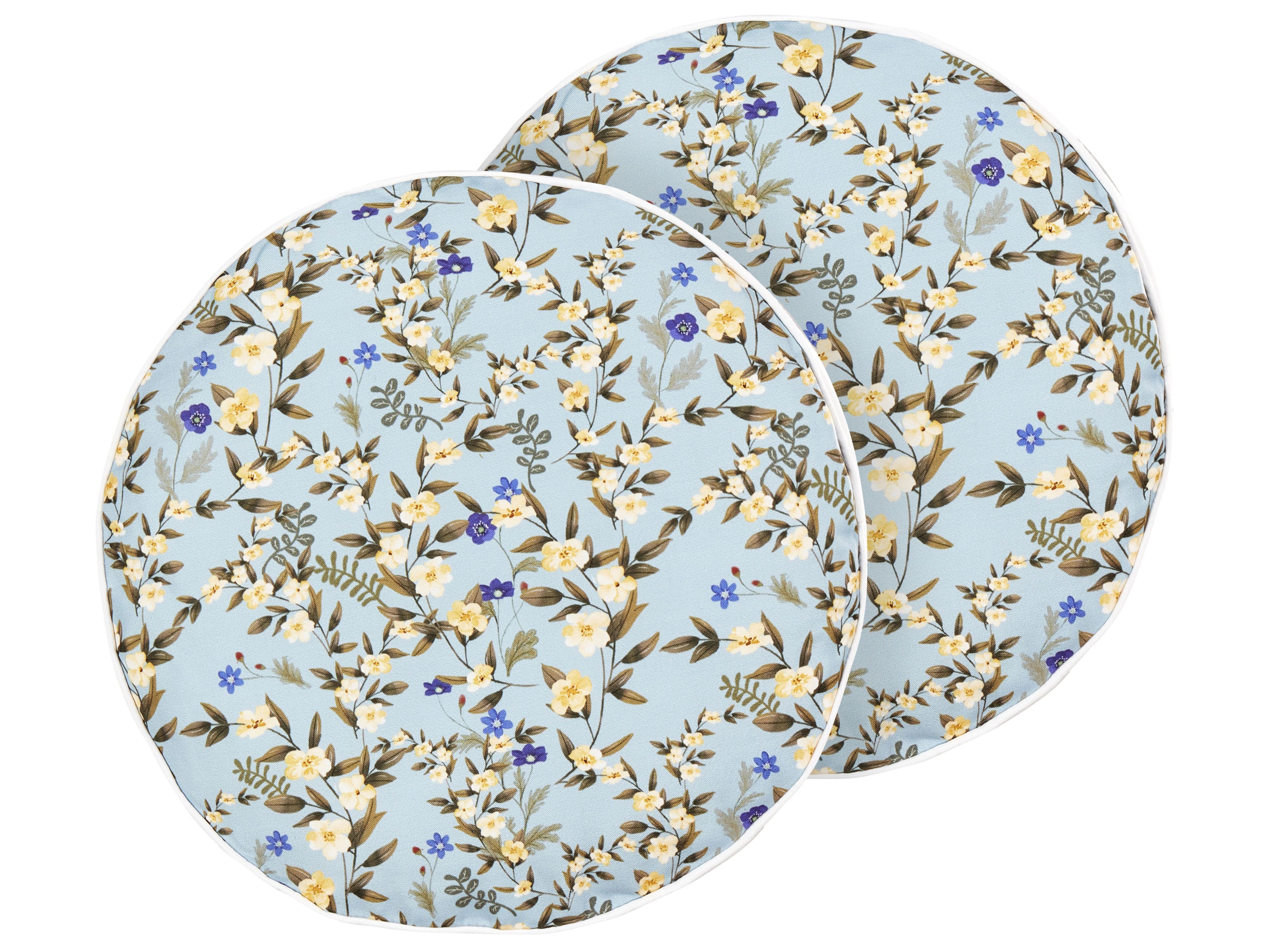 Set of 2 Outdoor Cushions VALLORIA Floral Pattern 40 x 40 cm Light Blue