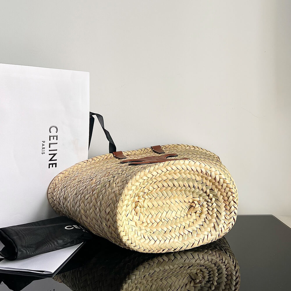 Teen Celine Classic Panier In Palm Leaves and Calfskin Bag1:1High-quality replica