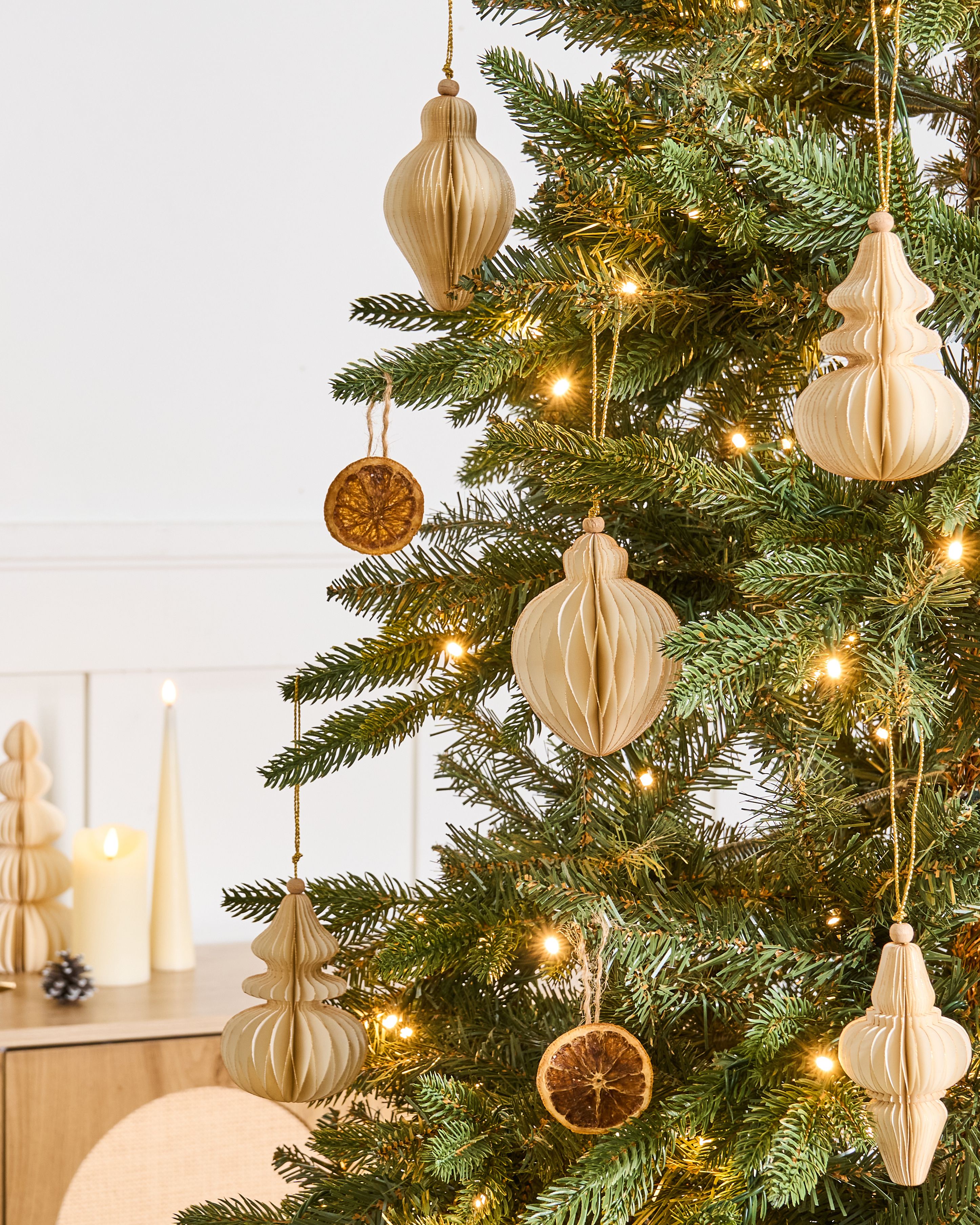 Set of 20 Christmas Tree Ornaments ALTAELVA Paper Beige