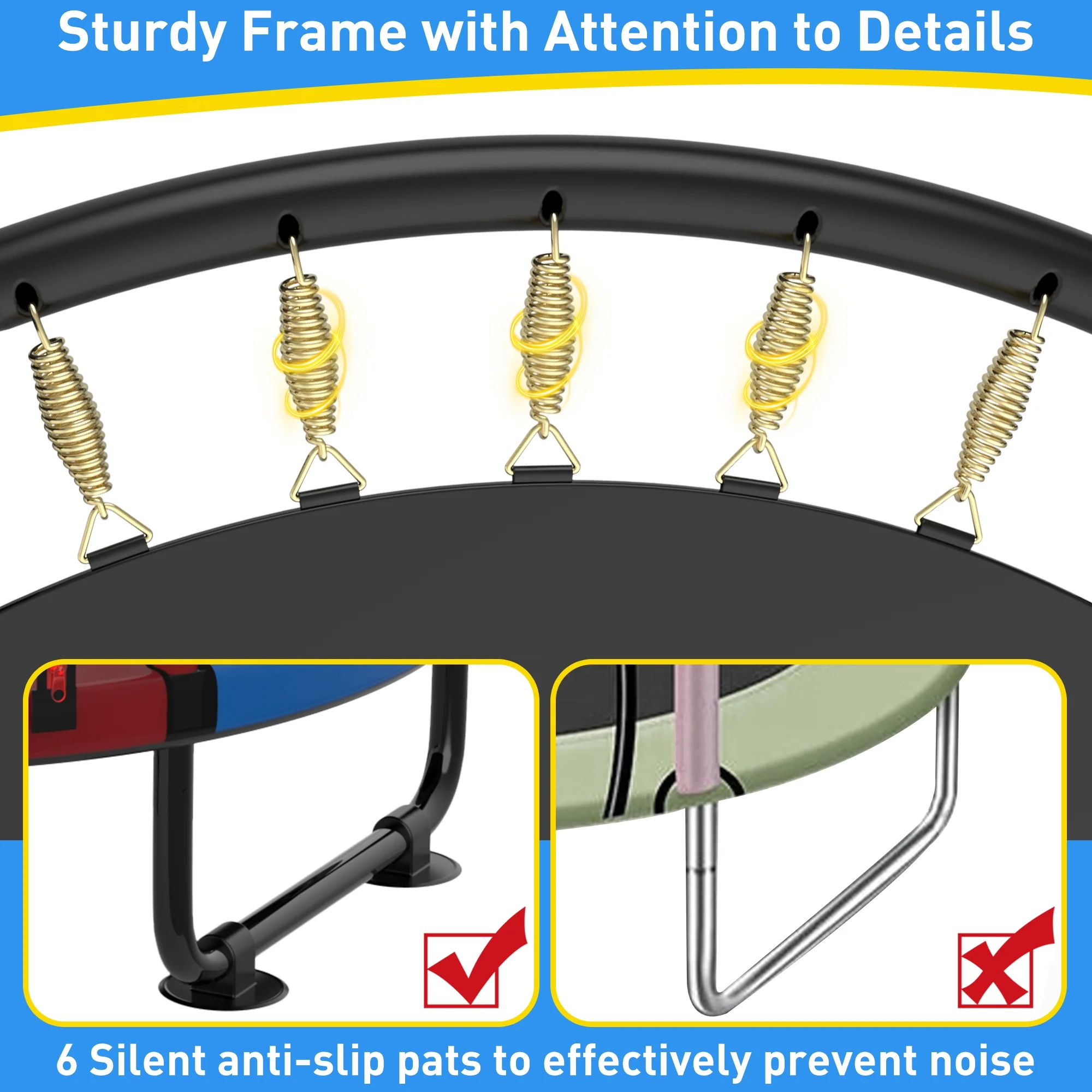 CITYLE Trampoline for Kids 600LBS 60'' 5FT Toddler Trampoline Indoor Outdoor with Basketball Hoop, Swing, Adjustable Bar, Mini Small Trampoline with Enclosure, Gifts for Toddlers, Boys & Girls - Image 22