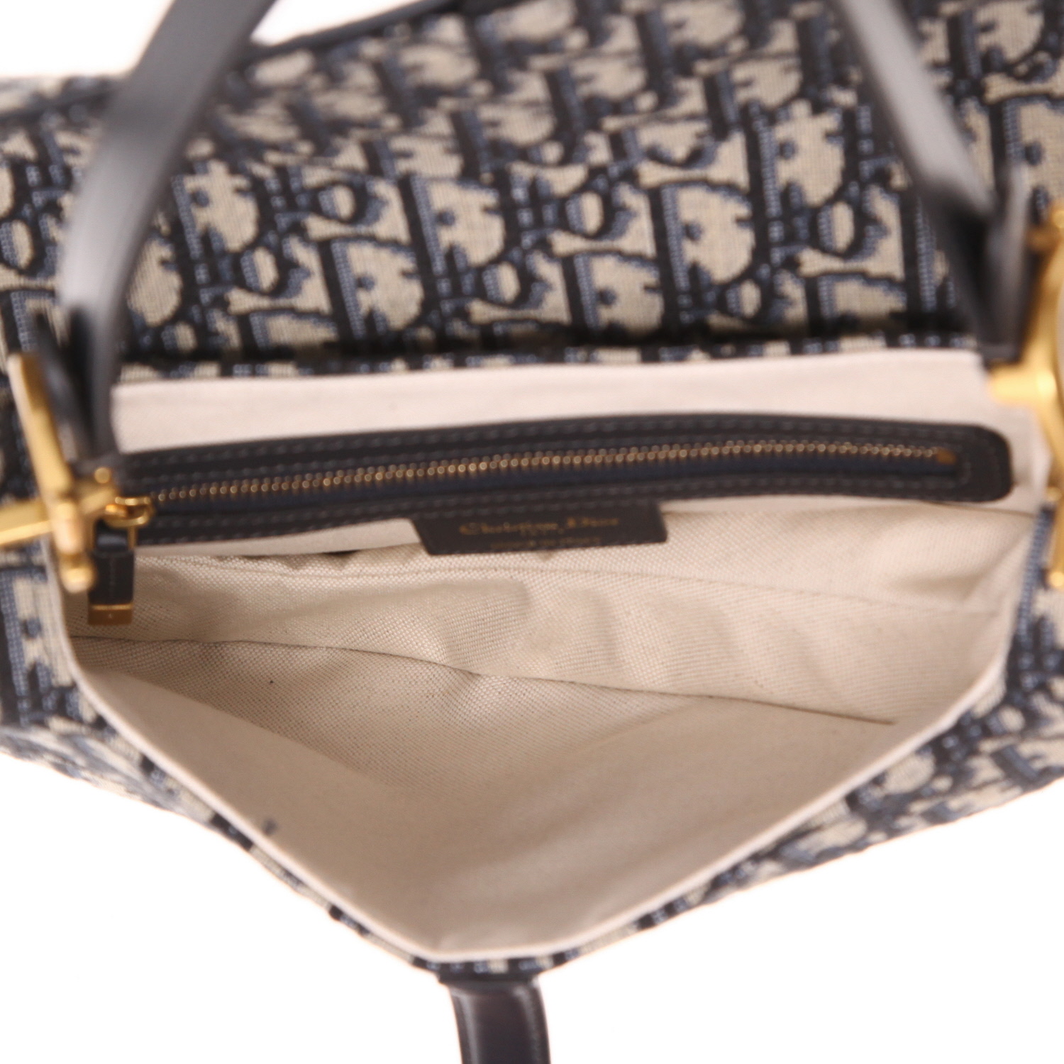 Dior Saddle handbag in blue monogram canvas Oblique and navy blue leather1:1High-quality replica