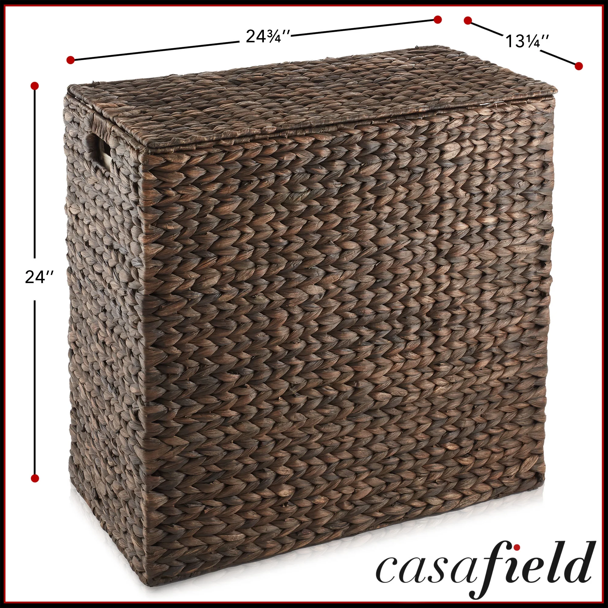 Casafield 2-Section Laundry Hamper with Lid and Removable Liner Bags - Natural, Woven Water Hyacinth Laundry Basket for Clothes - Image 14