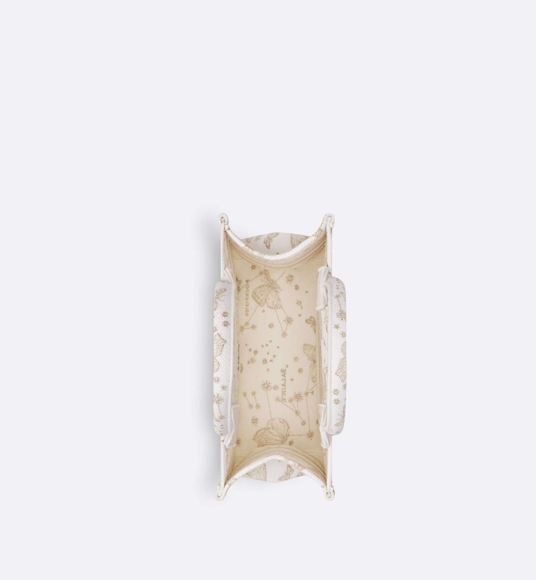 Christian Dior Small Dior Book Tote Gold-Tone And White Bag For Women M1265ZESU_M01E- 10.5 Inches/ 26.5 Cm