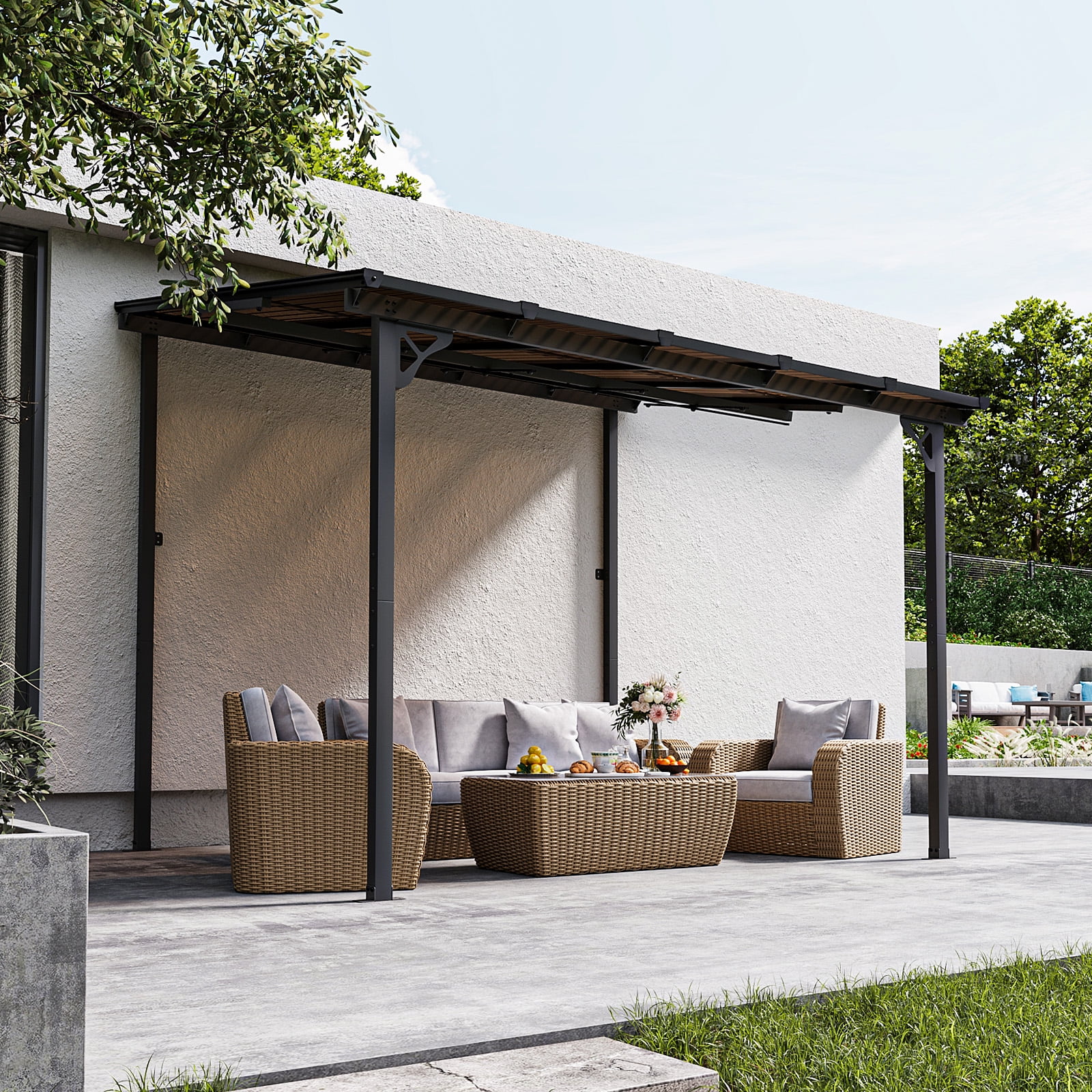 Aoxun 8' x 5' Gazebo for Patio, Gazebo Pergola with Sloped Roof, Grill Gazebo Large Wall-Mounted Heavy Duty Awnings, for Backyard, Deck, Patio - Image 58