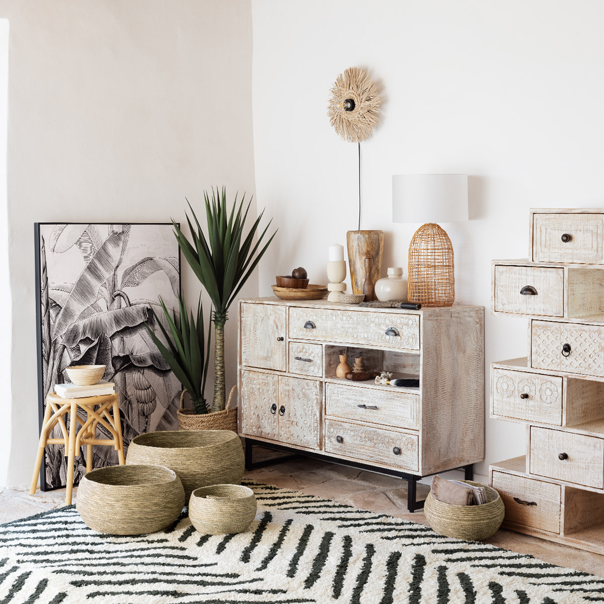 Set of 4 baskets "Aliza" Sea rush