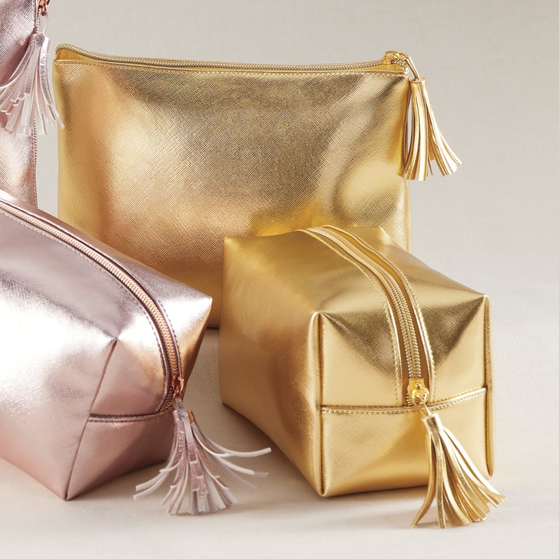 Set of 2 Metallic Makeup Bags for Travel - MIDNIGHT VELVET CATALOG