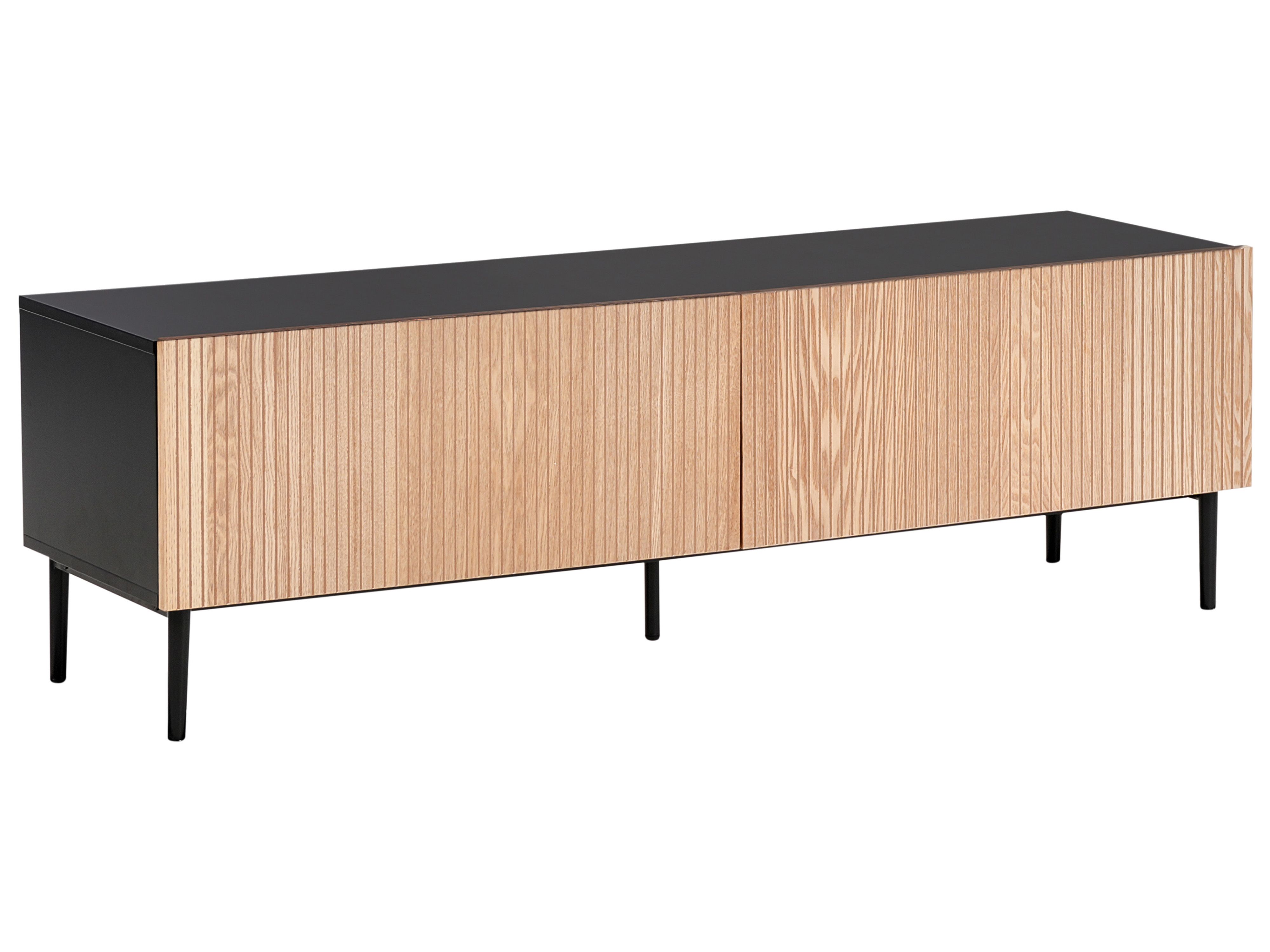 TV Stand BLYTHE Natural Ash Wood Black