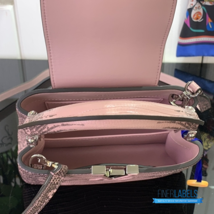 Blush Pink Lizard Embossed Mini Top Handle Handbag1:1High-quality replica