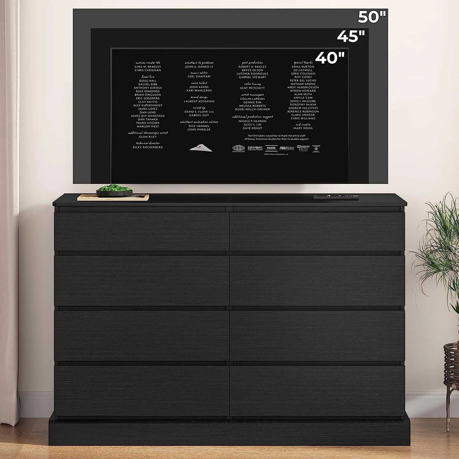 8 Drawers Double Dresser Wooden Black Chest of Drawers for Bedroom, Large Storage Cabinet for Home Living Room - Image 10