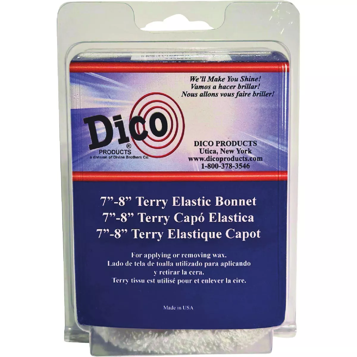 Dico 7 In. to 8 In. Terrycloth Bonnet with Elastic Edge