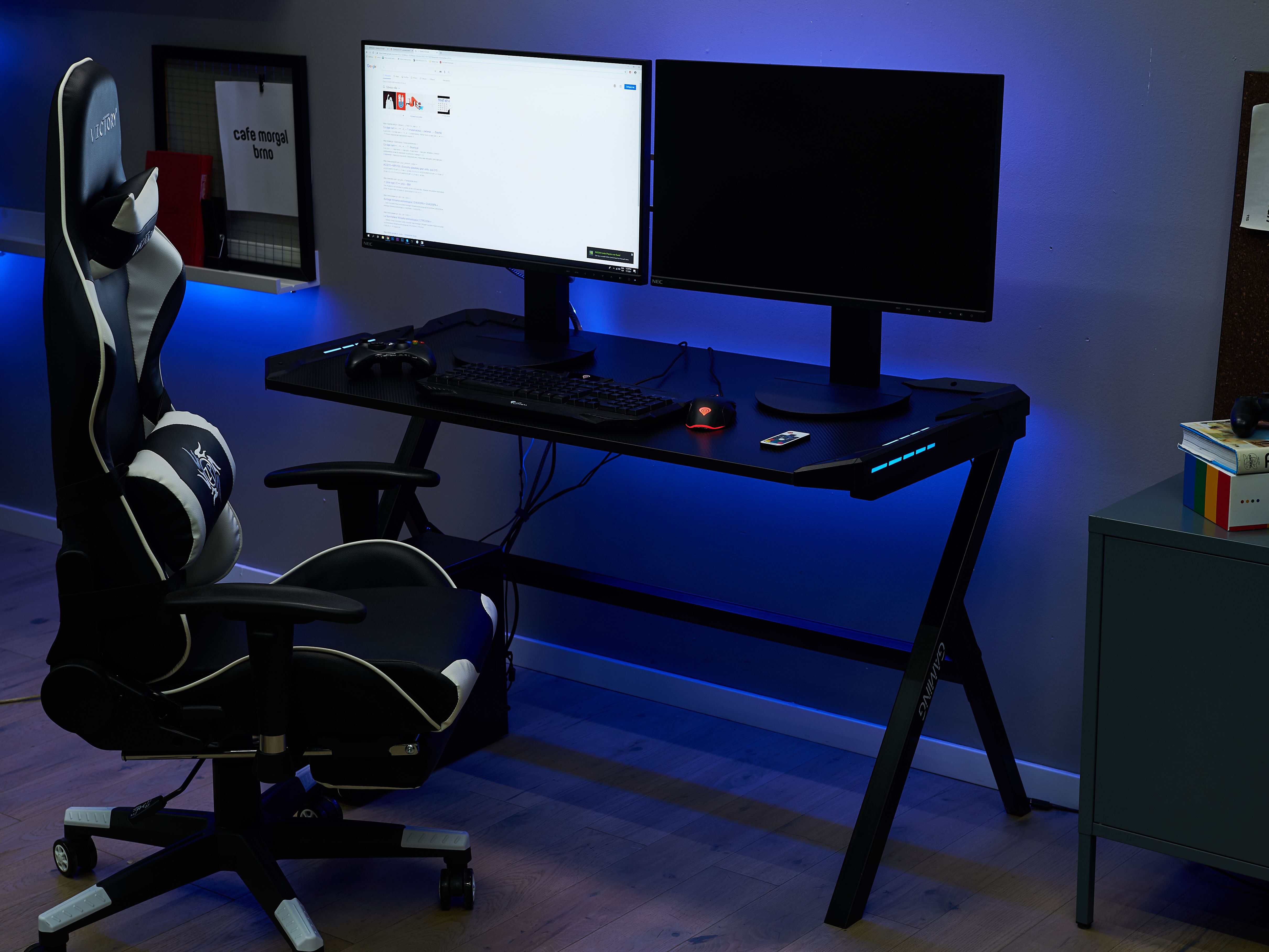 Gaming Desk DANVERS Black 120 cm 60 cm RGB LED