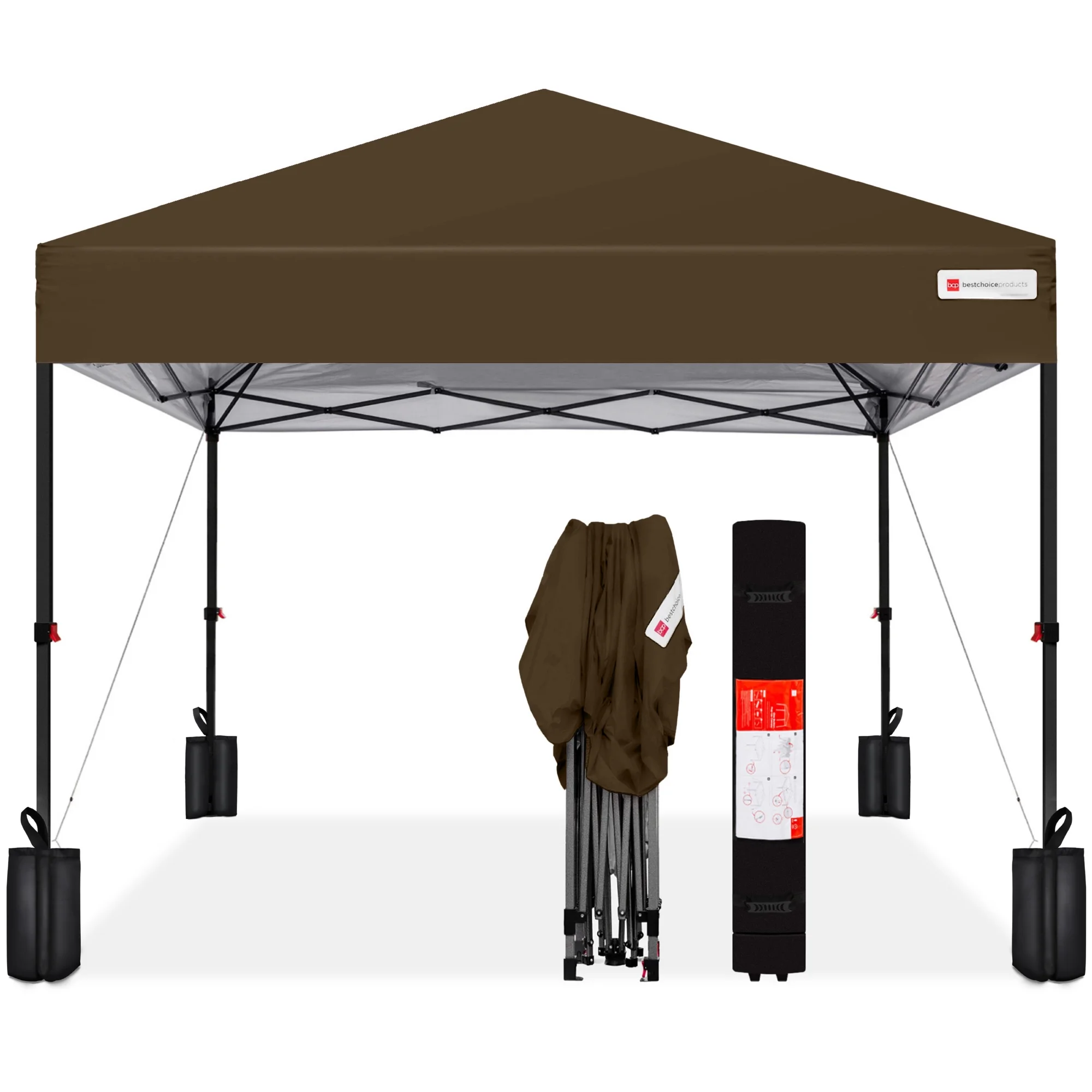 Best Choice Products 10x10ft Easy Setup Pop Up Canopy w/ 1-Button Setup, Wheeled Case, 4 Weight Bags - White - Image 200